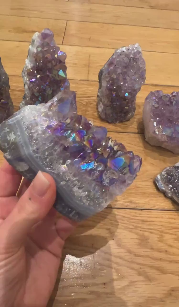 Aura Amethyst Clusters, Lavender Angel Aura Quartz, Natural Mined Cluster 394-937g
