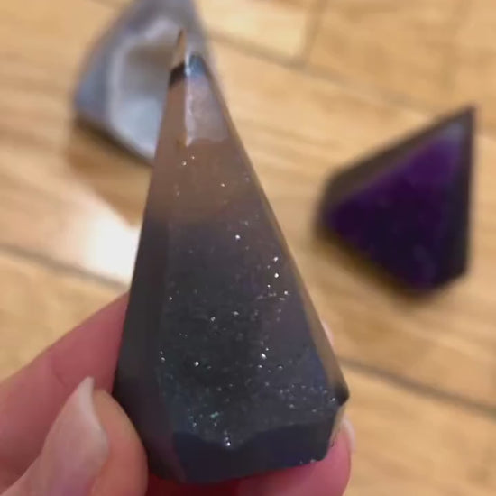 Druzy Crystal Point Set, Natural Geode Obelisk Bundle, Quartz Towers, One of a Kind Crystal Decor