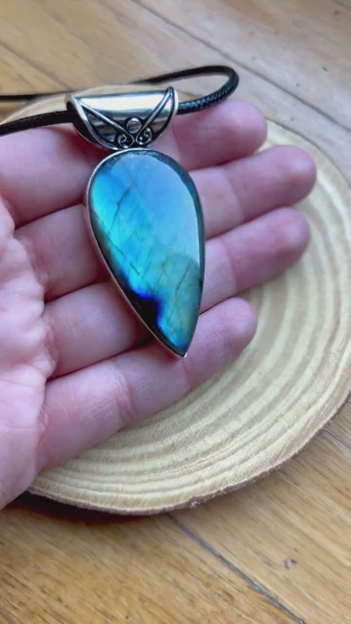 Spectrolite Labradorite Pendant In Sterling Silver Statement Pendant Unique Gift One Of A Kind Gift