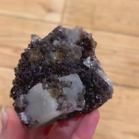 Brazilian Agate Druzy Quartz with Calcite, Natural Crystal Cluster, Quartz Geode Specimen, Healing Crystal Decor