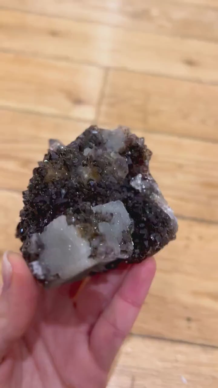 Brazilian Agate Druzy Quartz with Calcite, Natural Crystal Cluster, Quartz Geode Specimen, Healing Crystal Decor