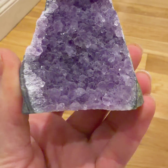 Purple amethyst cluster, cutbase freeform amethyst cathedral