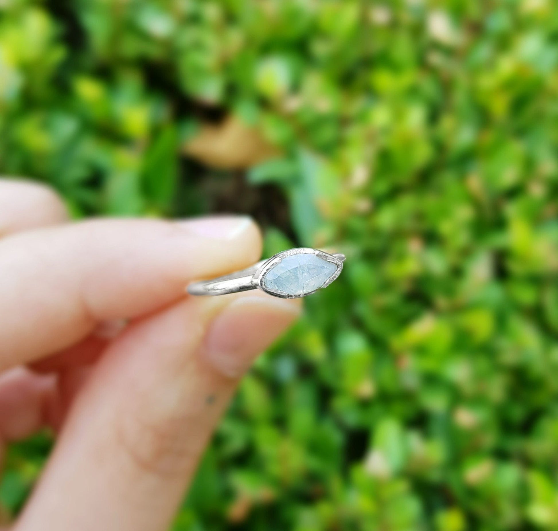 Rainbow Moonstone 925 Sterling Silver Ring: Minimalist Stackable Band - LunarGem - Rings