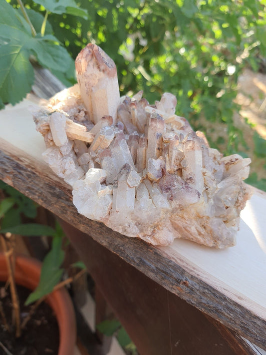 Rare Big Hematite Included Quartz Cluster 821g, Mineral Specimen Natural Quartz Cluster - LunarGem - 