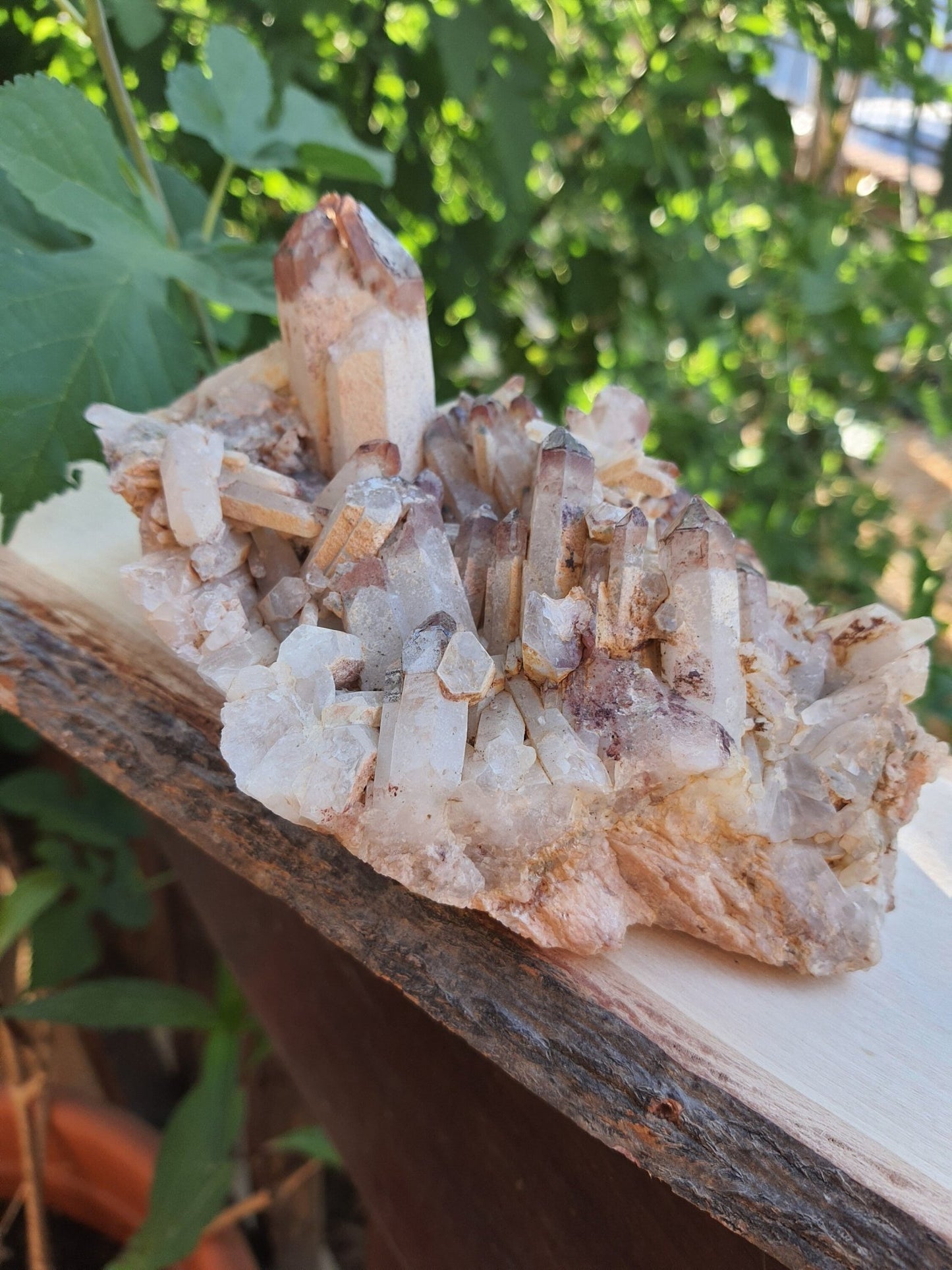 Rare Big Hematite Included Quartz Cluster 821g, Mineral Specimen Natural Quartz Cluster - LunarGem - 