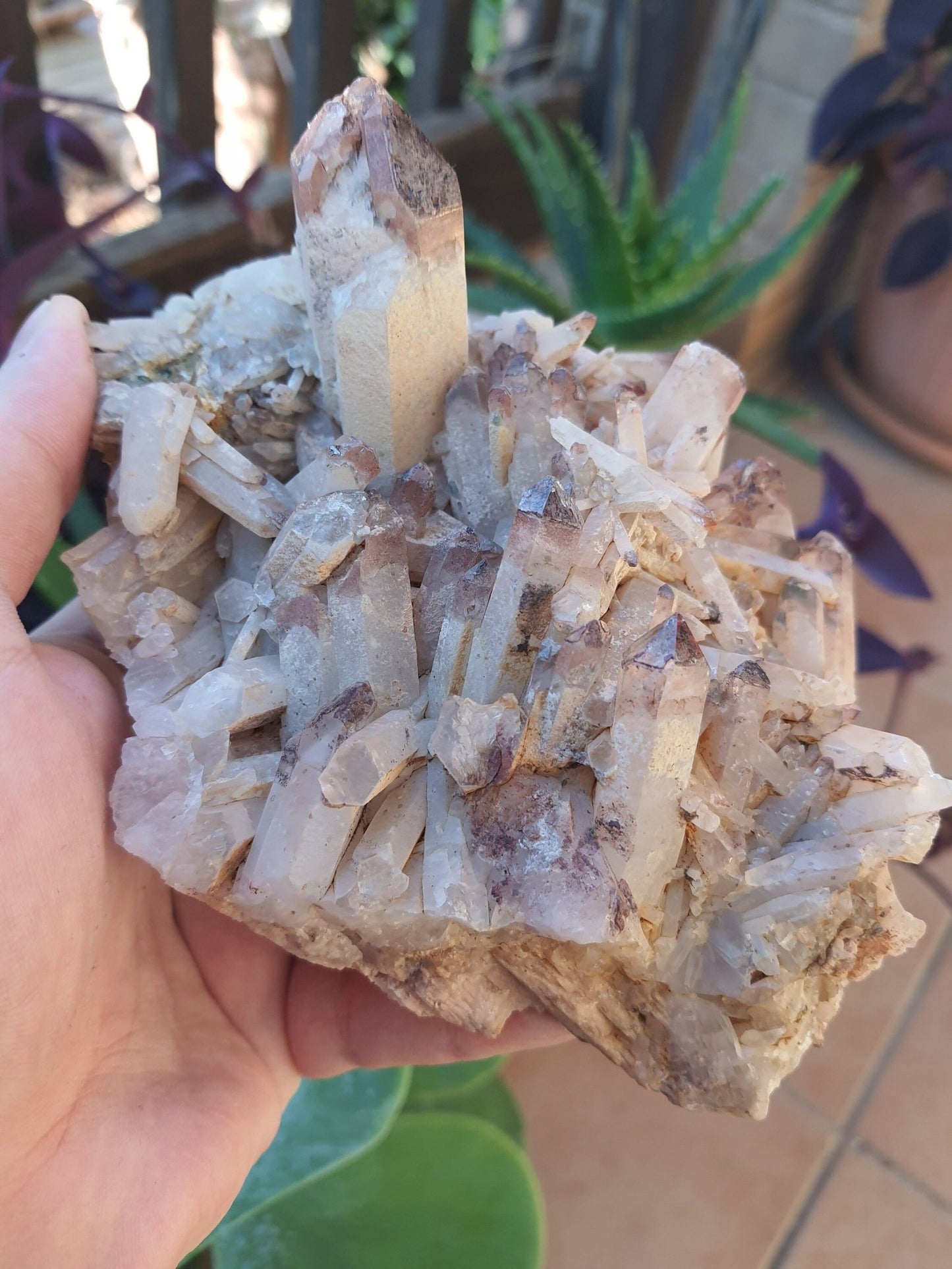 Rare Big Hematite Included Quartz Cluster 821g, Mineral Specimen Natural Quartz Cluster - LunarGem - 