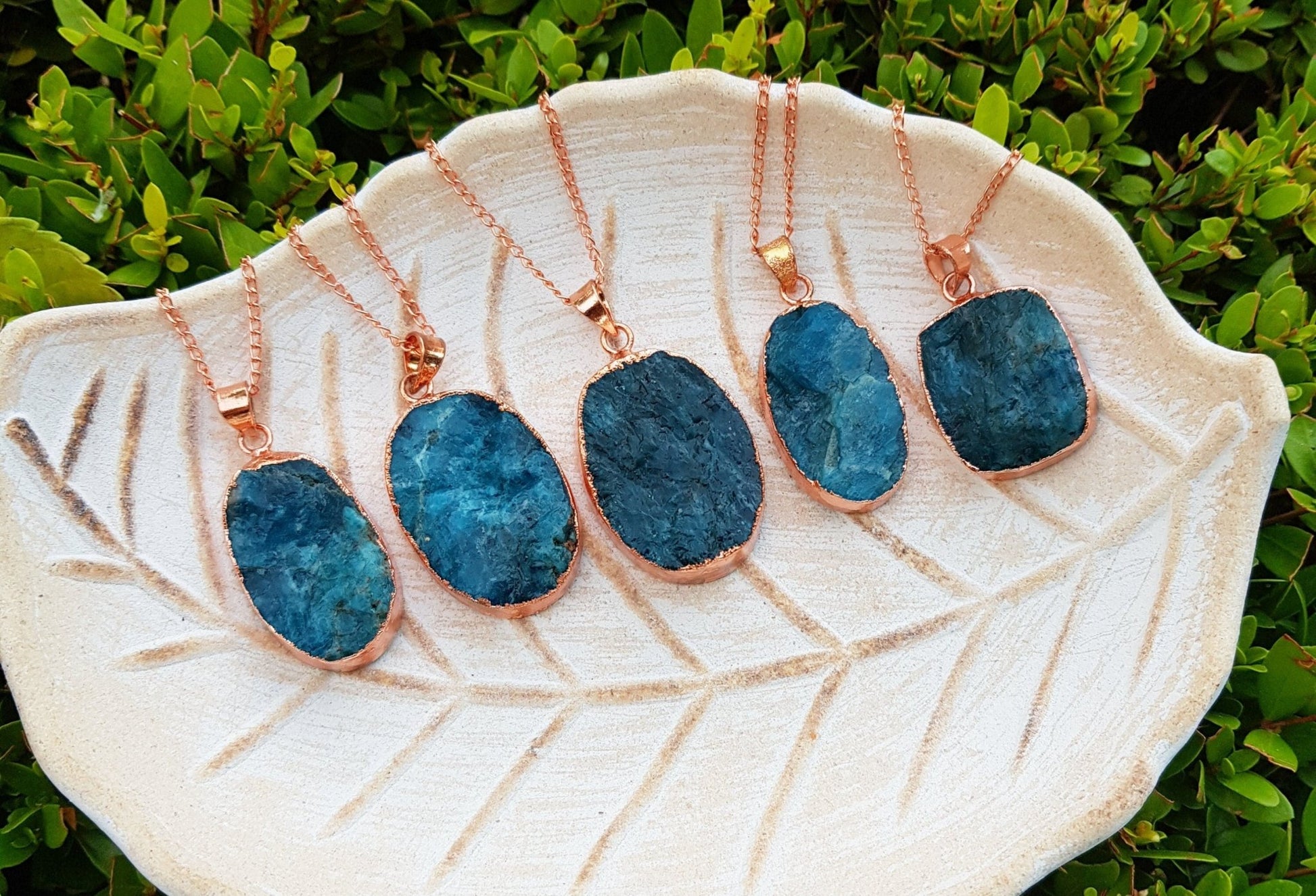 Raw Apatite Copper Necklace Electroformed Pendants One Of A Kind Necklace - LunarGem - Necklaces
