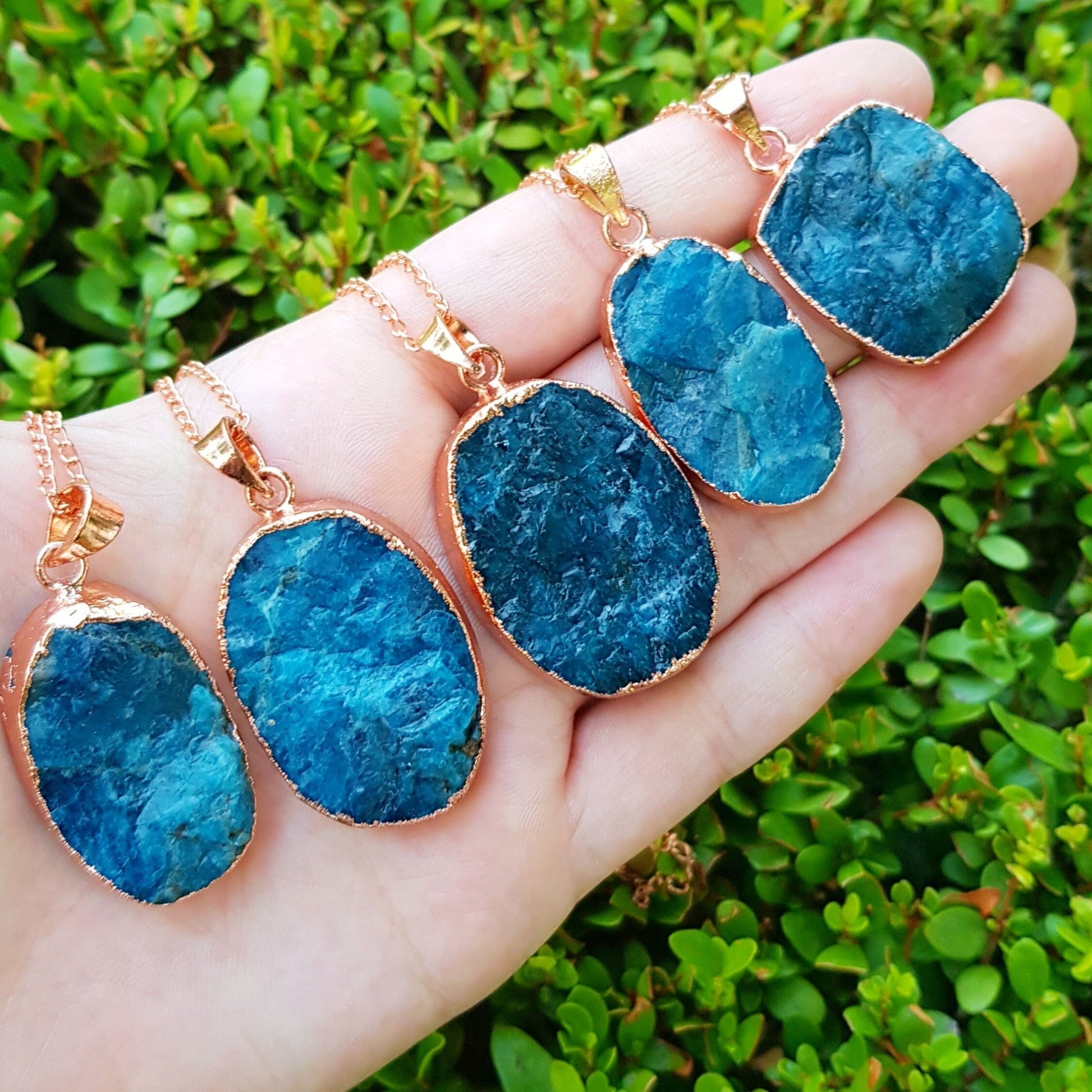 Raw Apatite Copper Necklace Electroformed Pendants One Of A Kind Necklace - LunarGem - Necklaces