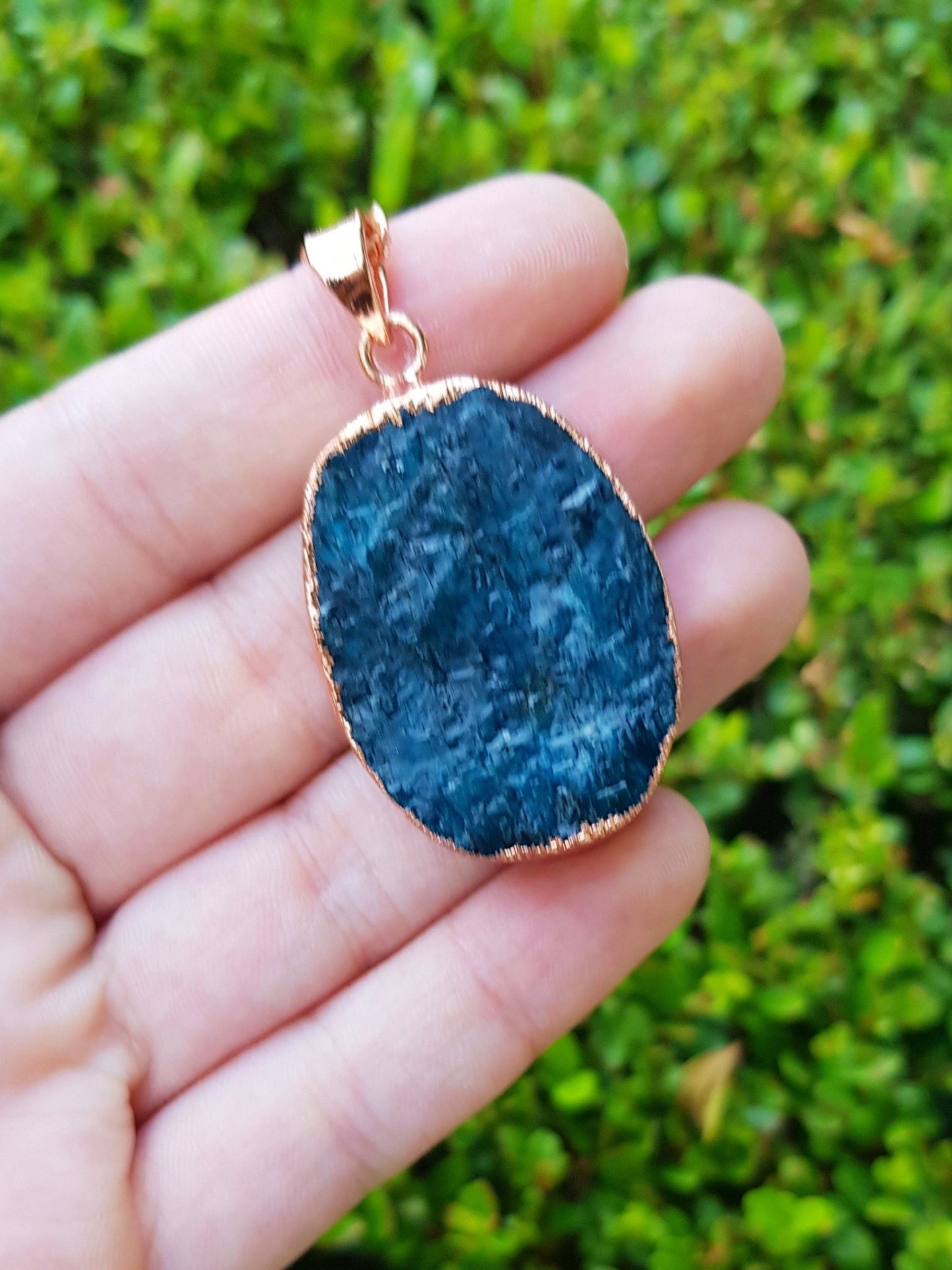 Raw Apatite Copper Necklace Electroformed Pendants One Of A Kind Necklace - LunarGem - Necklaces