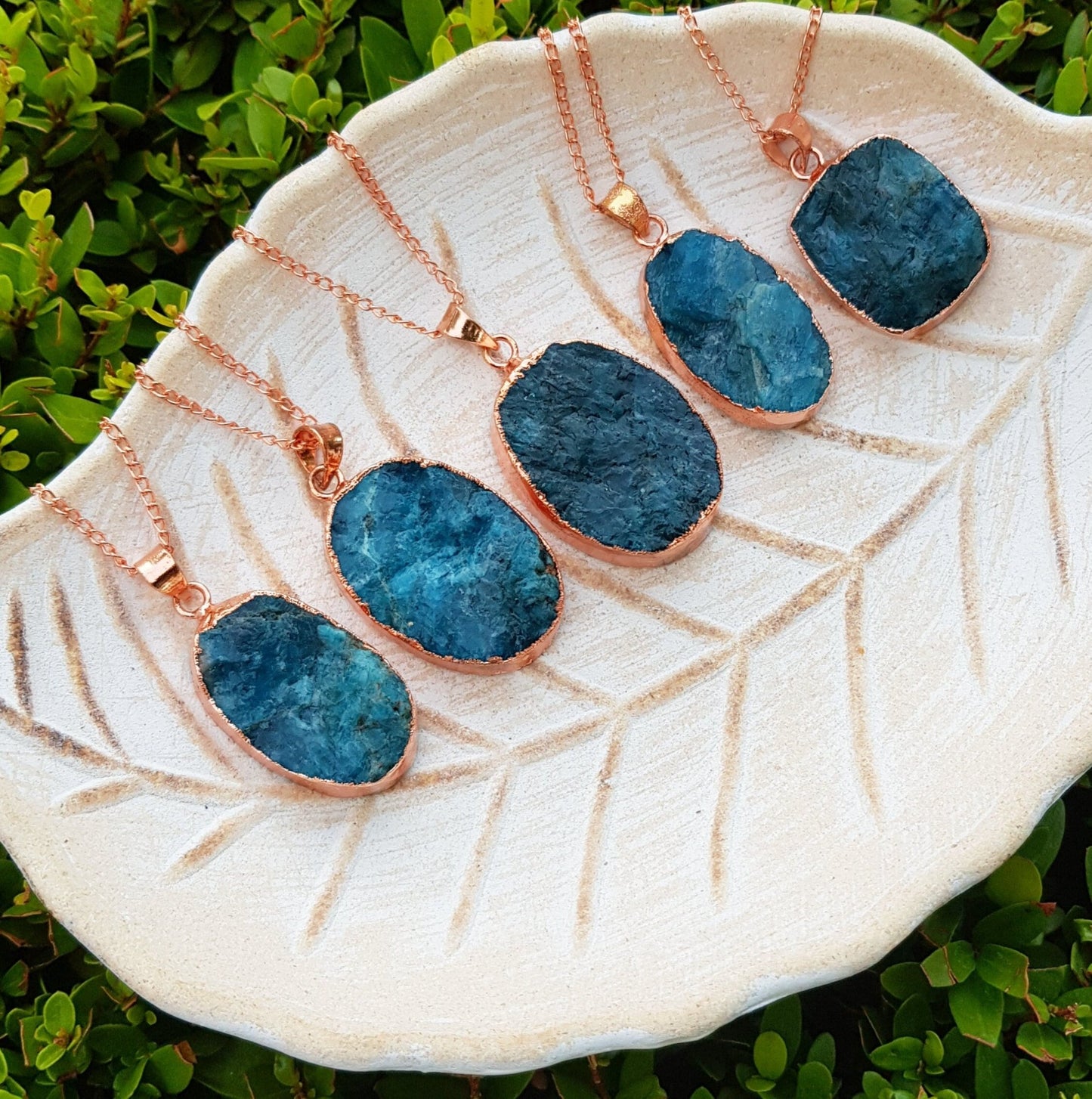 Raw Apatite Copper Necklace Electroformed Pendants One Of A Kind Necklace - LunarGem - Necklaces