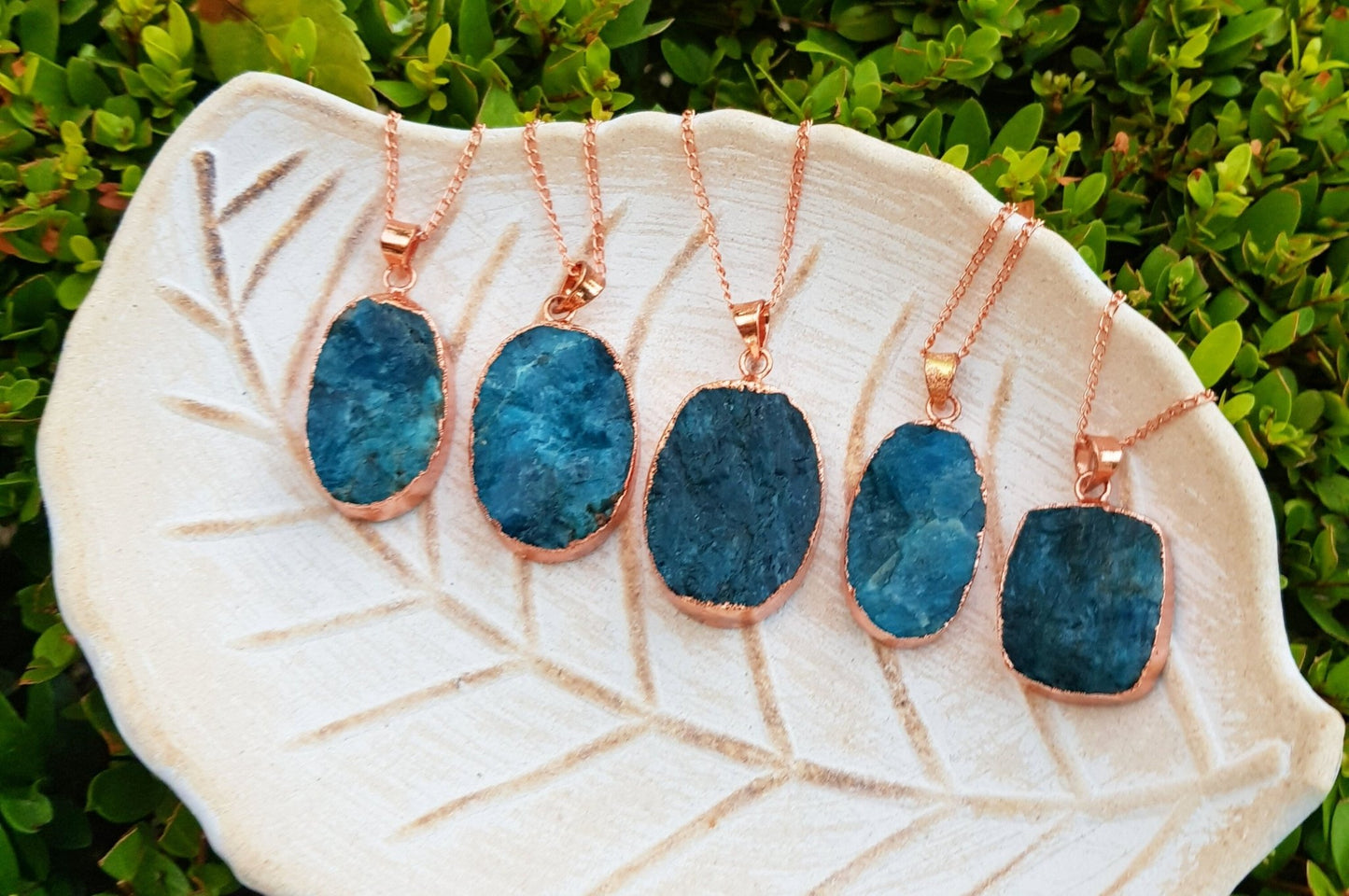 Raw Apatite Copper Necklace Electroformed Pendants One Of A Kind Necklace - LunarGem - Necklaces