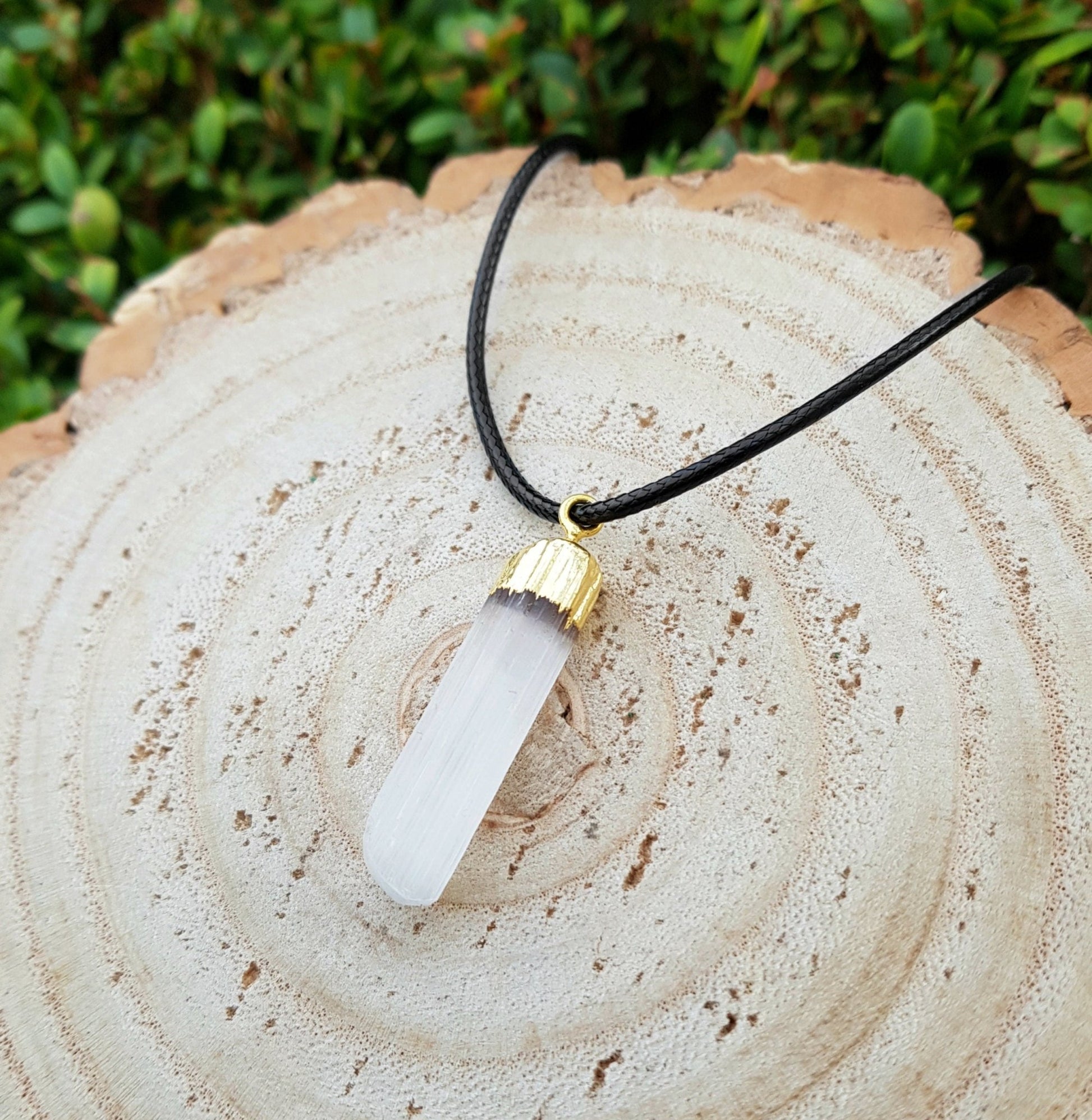 Raw Selenite Choker: Gold Plated Charm Necklace - LunarGem - Necklaces