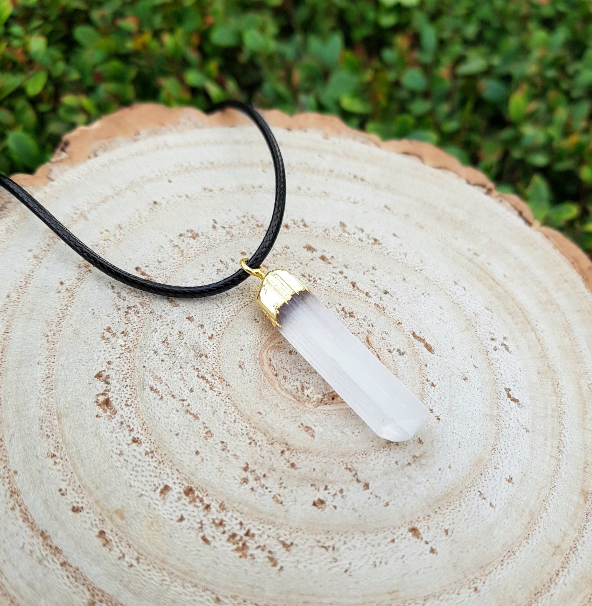 Raw Selenite Choker: Gold Plated Charm Necklace - LunarGem - Necklaces