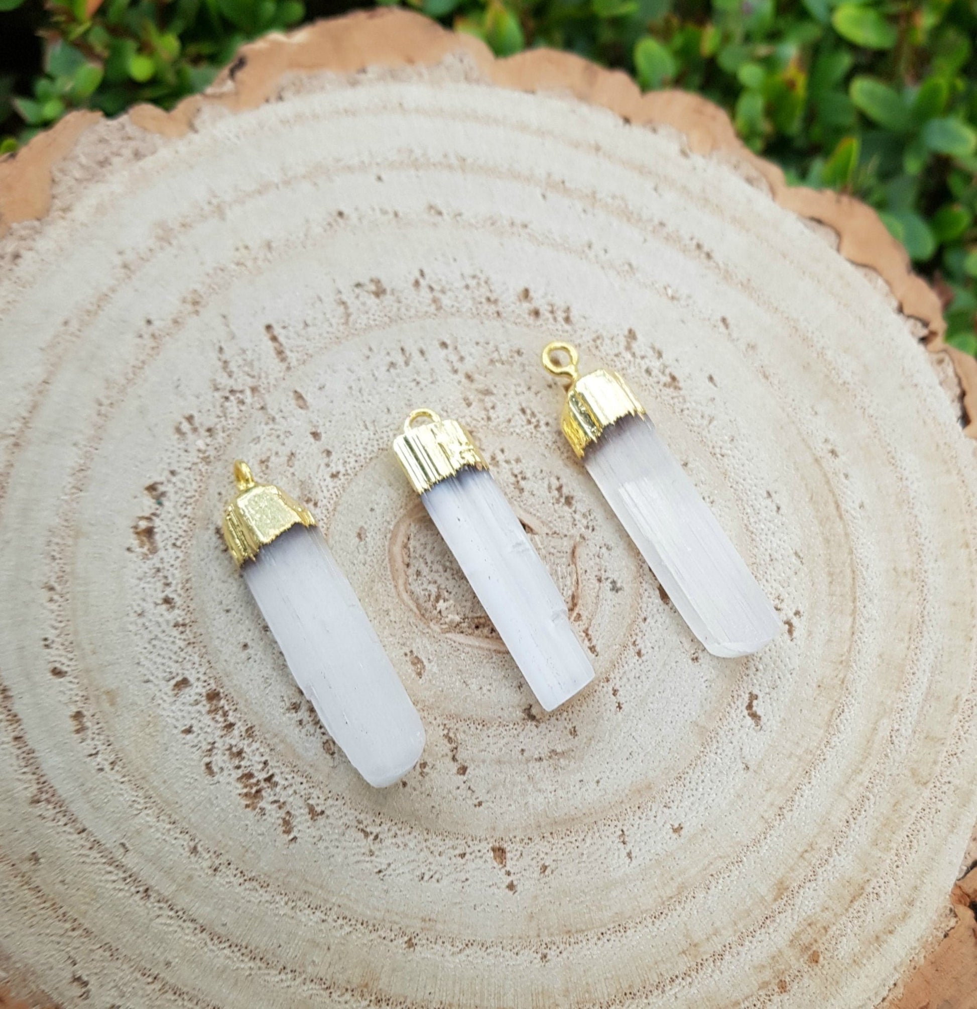 Raw Selenite Choker: Gold Plated Charm Necklace - LunarGem - Necklaces