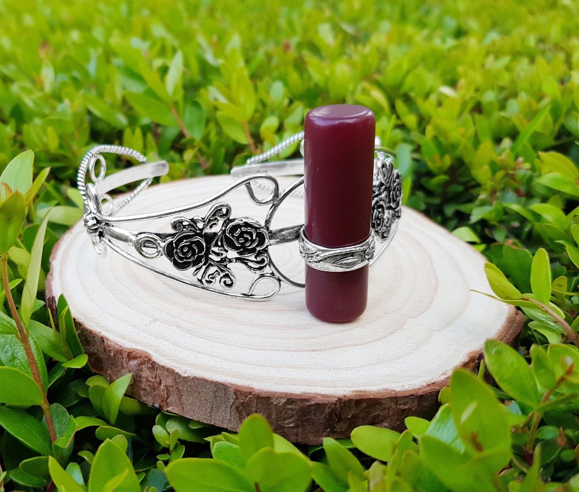 Red Agate Sterling Silver Cuff Bracelet, Adjustable Boho Jewelry - LunarGem - Bracelets