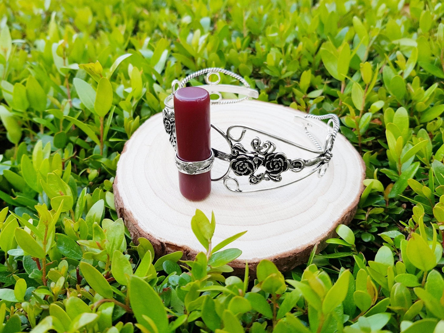Red Agate Sterling Silver Cuff Bracelet, Adjustable Boho Jewelry - LunarGem - Bracelets