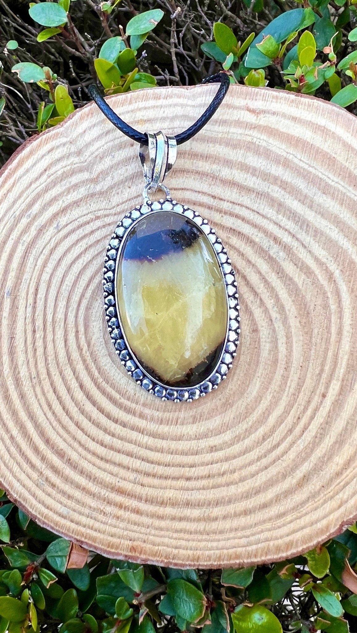 Septarian Jasper Pendant, Recycled Sterling Silver, Boho Dragon Stone Jewelry - LunarGem - Charms & Pendants