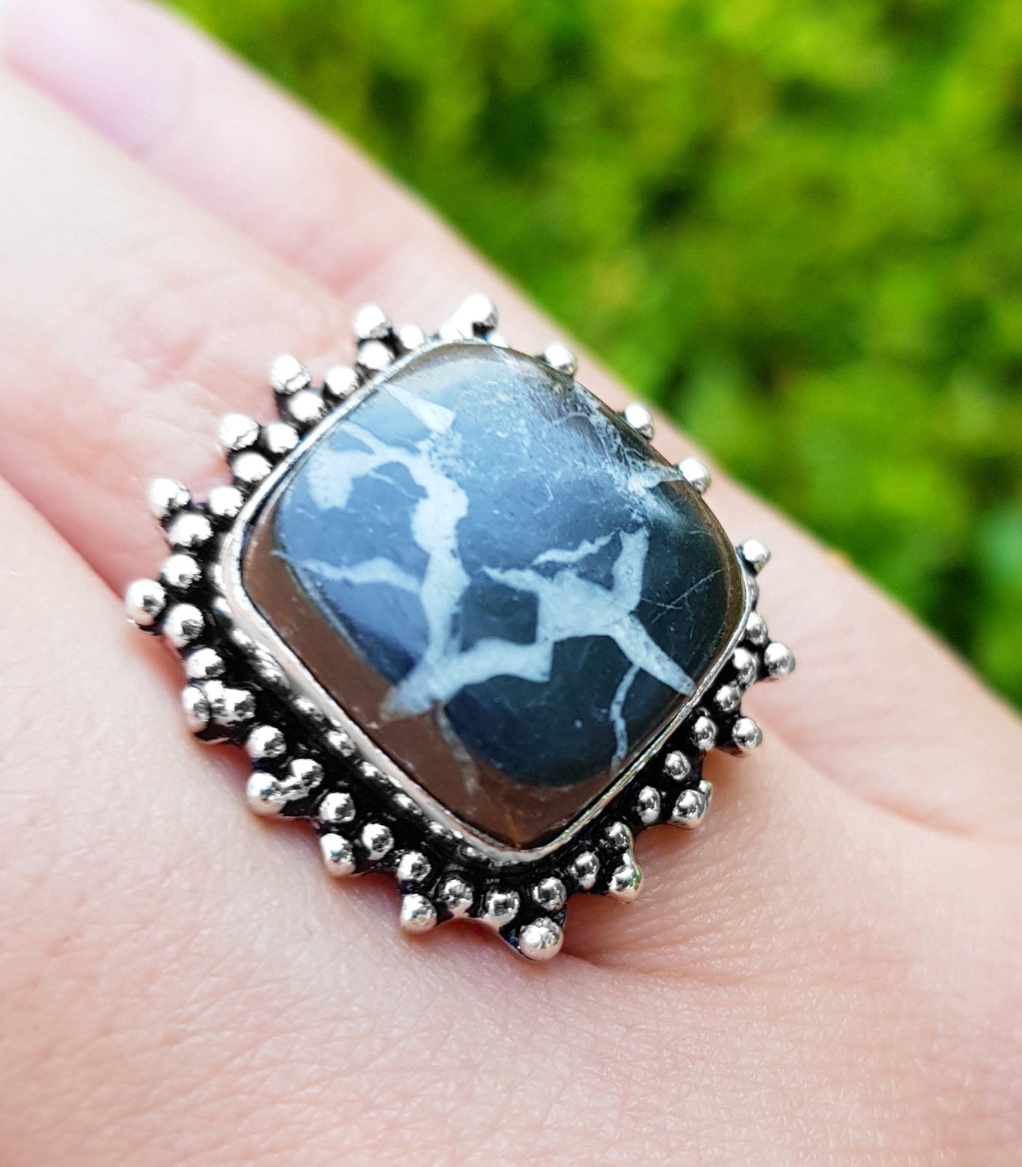 Septarian Jasper Ring In Sterling Silver Size US 7 Boho Rings GypsyJewellery One Of A Kind Gift - LunarGem - Rings