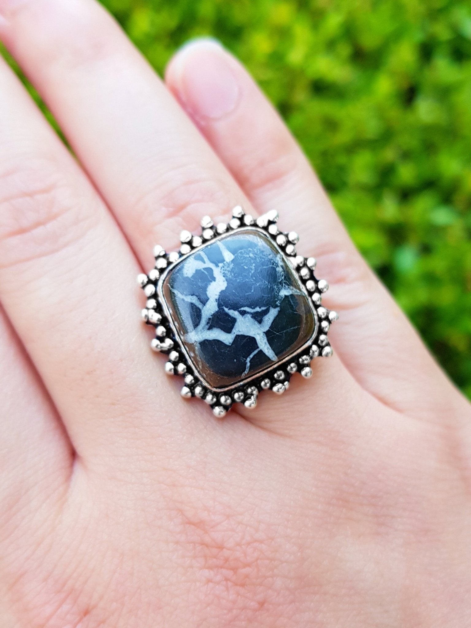 Septarian Jasper Ring In Sterling Silver Size US 7 Boho Rings GypsyJewellery One Of A Kind Gift - LunarGem - Rings