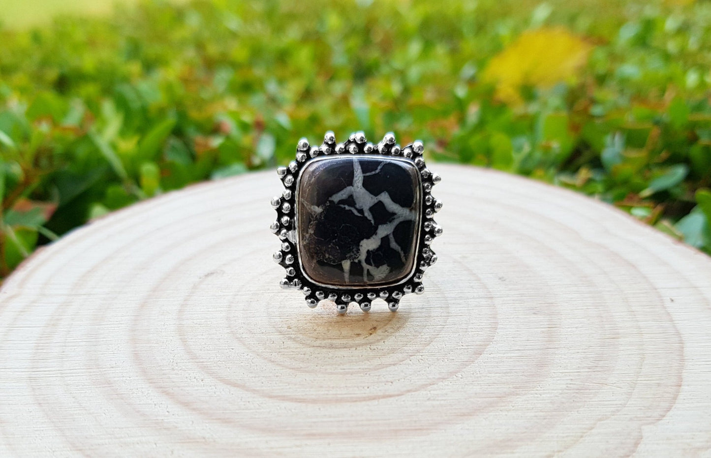 Septarian Jasper Ring In Sterling Silver Size US 7 Boho Rings GypsyJewellery One Of A Kind Gift - LunarGem - Rings