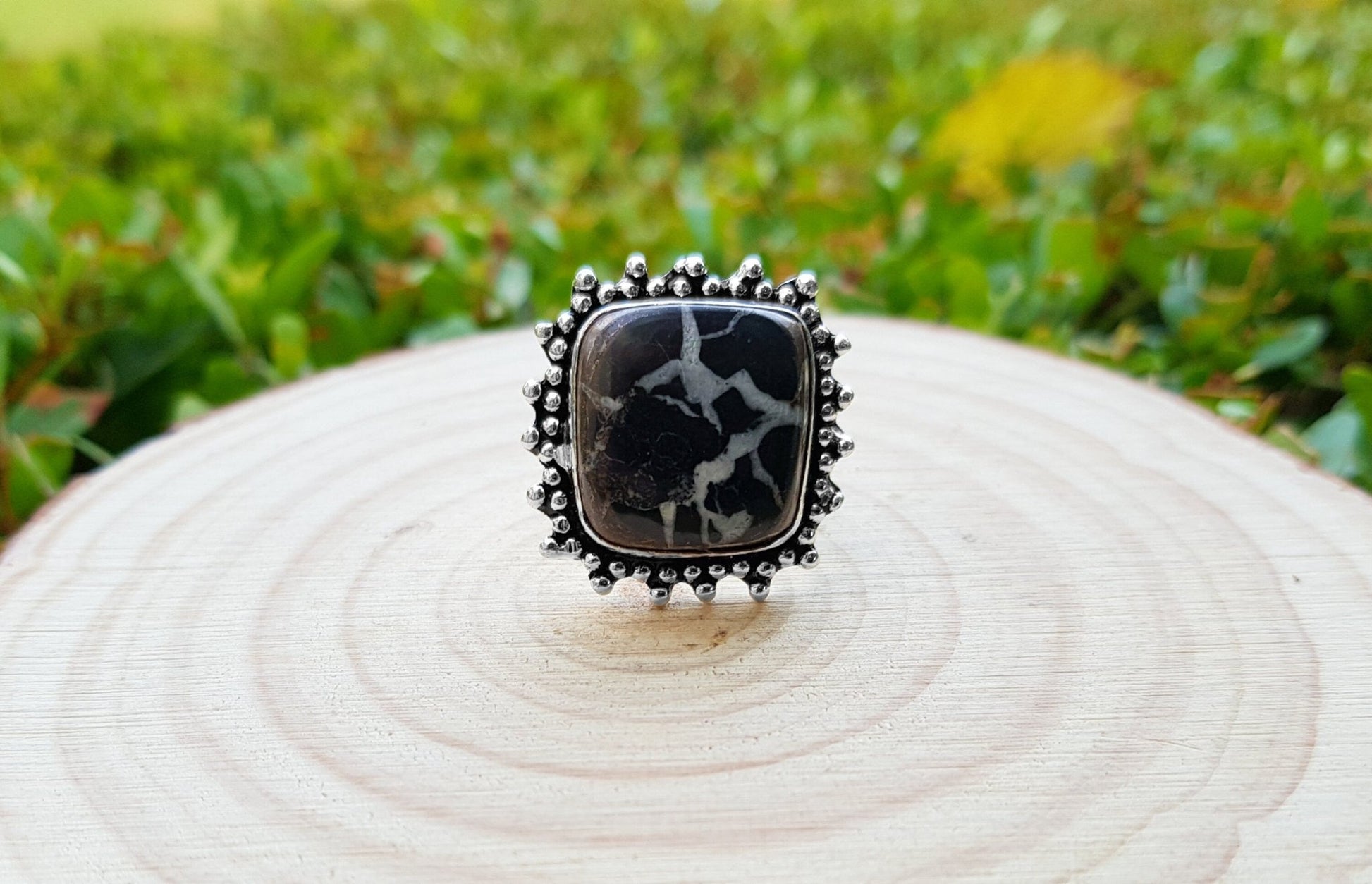 Septarian Jasper Ring In Sterling Silver Size US 7 Boho Rings GypsyJewellery One Of A Kind Gift - LunarGem - Rings