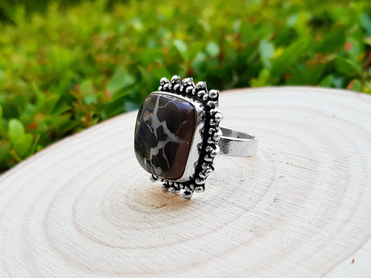 Septarian Jasper Ring In Sterling Silver Size US 7 Boho Rings GypsyJewellery One Of A Kind Gift - LunarGem - Rings