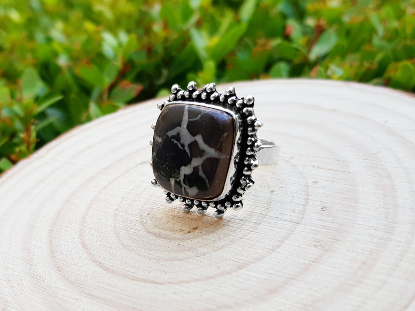Septarian Jasper Ring In Sterling Silver Size US 7 Boho Rings GypsyJewellery One Of A Kind Gift - LunarGem - Rings