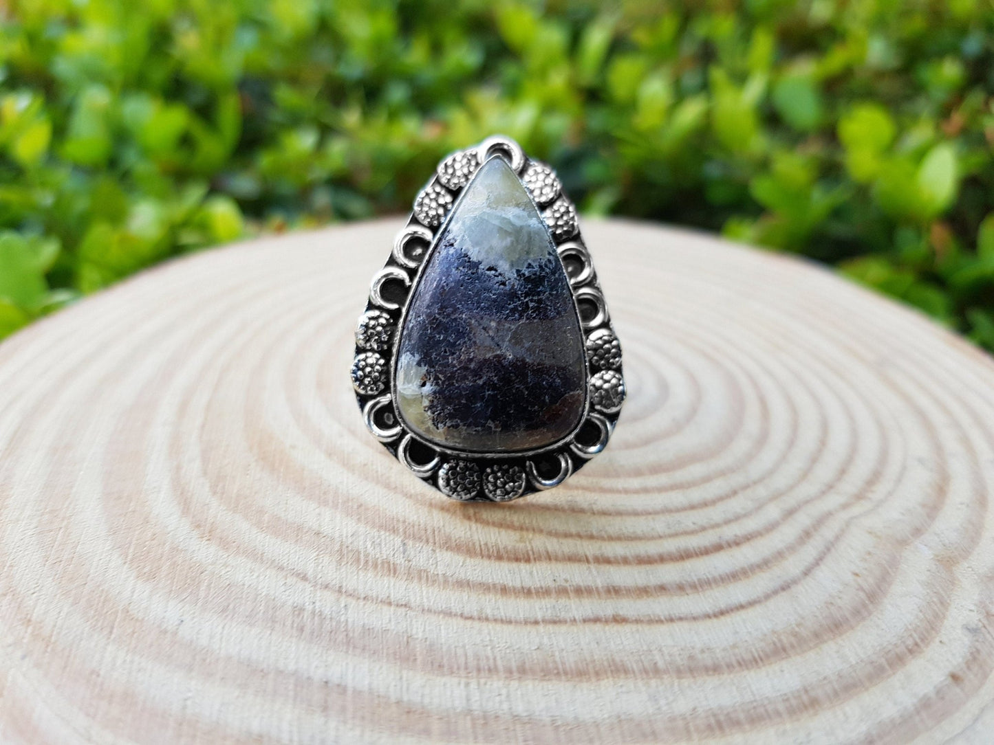 Septarian Jasper Ring, Sterling Silver Boho Jewelry, US Size 7 - LunarGem - 