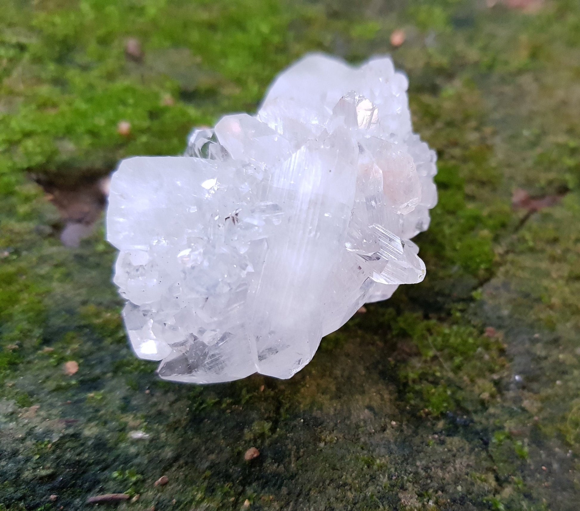 Small Natural Apophylite Crystal Cluster, Double Terminated Mineral, Healing Crystal, Mineral Specimen, Mineral Collection - LunarGem - 