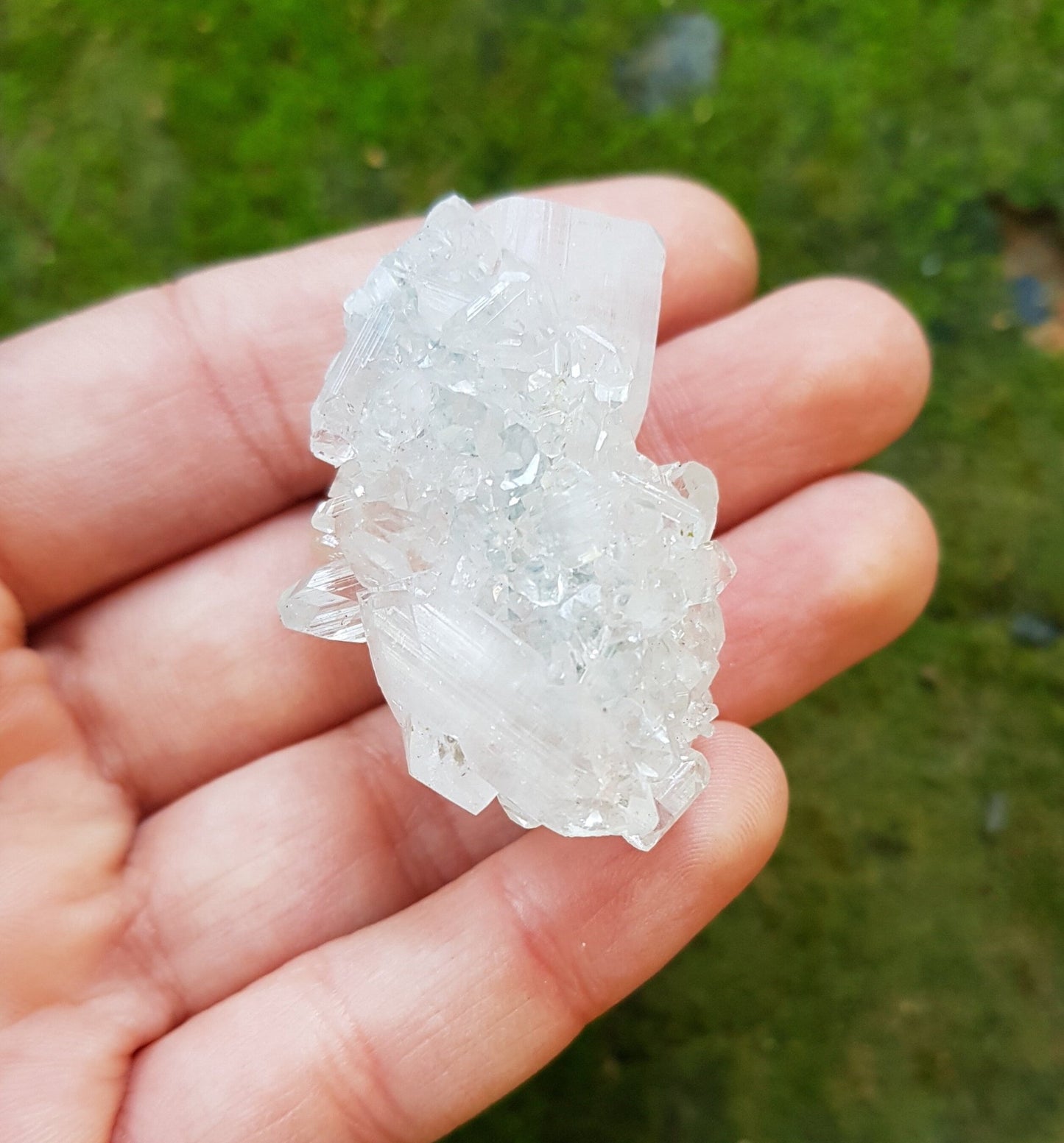 Small Natural Apophylite Crystal Cluster, Double Terminated Mineral, Healing Crystal, Mineral Specimen, Mineral Collection - LunarGem - 