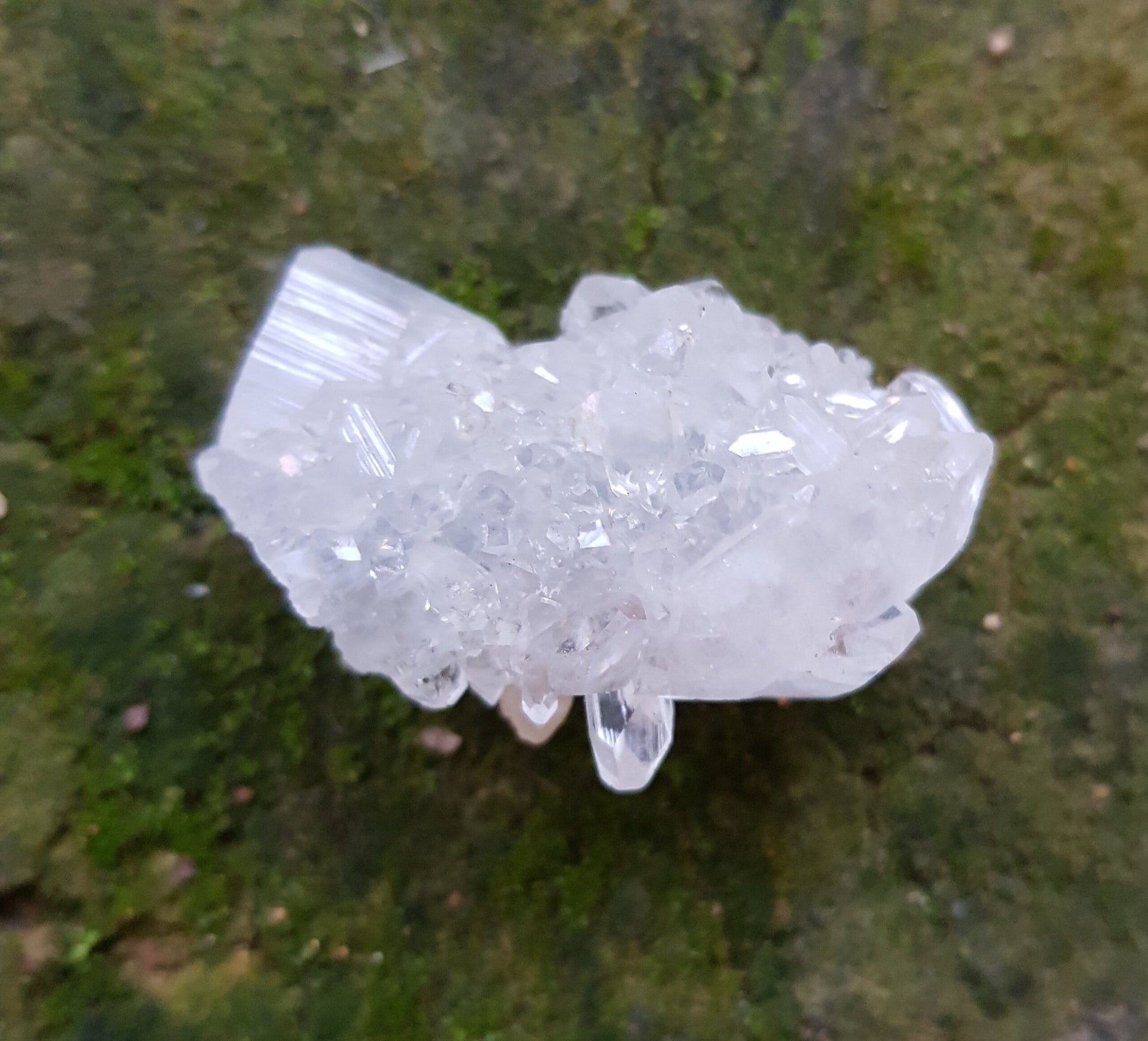 Small Natural Apophylite Crystal Cluster, Double Terminated Mineral, Healing Crystal, Mineral Specimen, Mineral Collection - LunarGem - 
