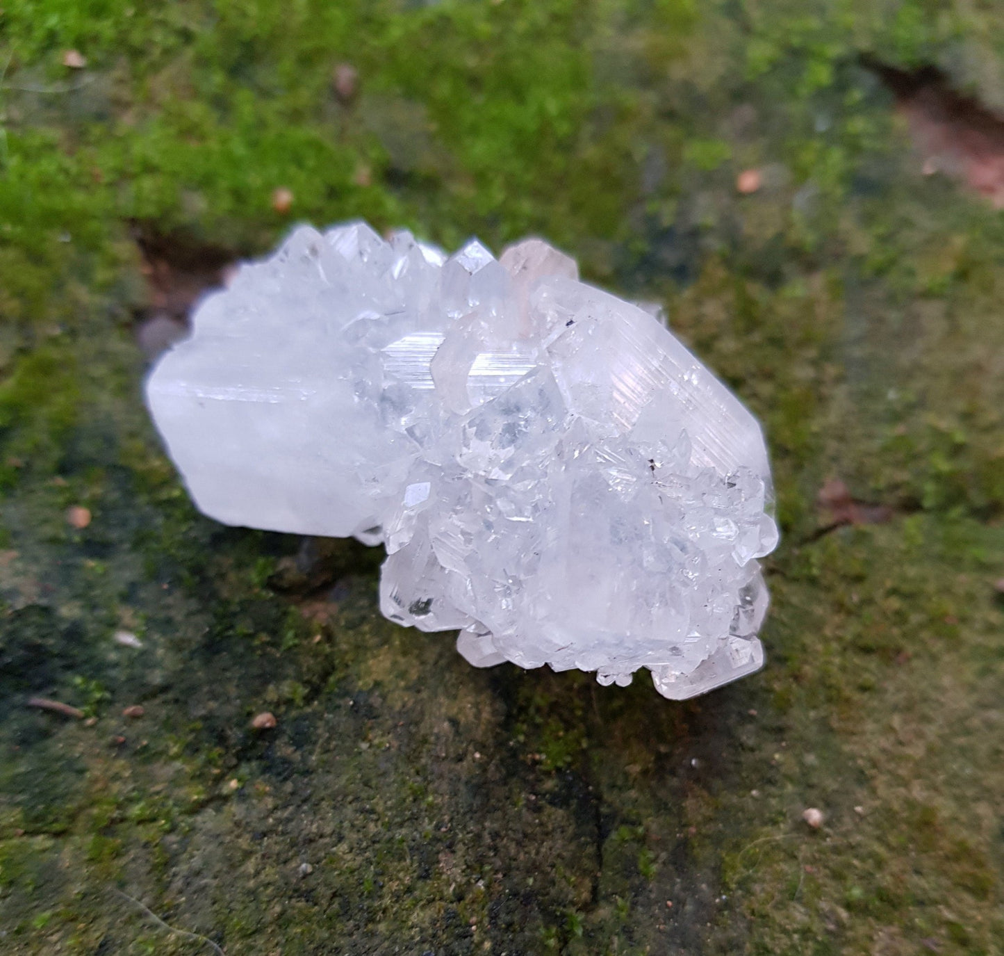 Small Natural Apophylite Crystal Cluster, Double Terminated Mineral, Healing Crystal, Mineral Specimen, Mineral Collection - LunarGem - 