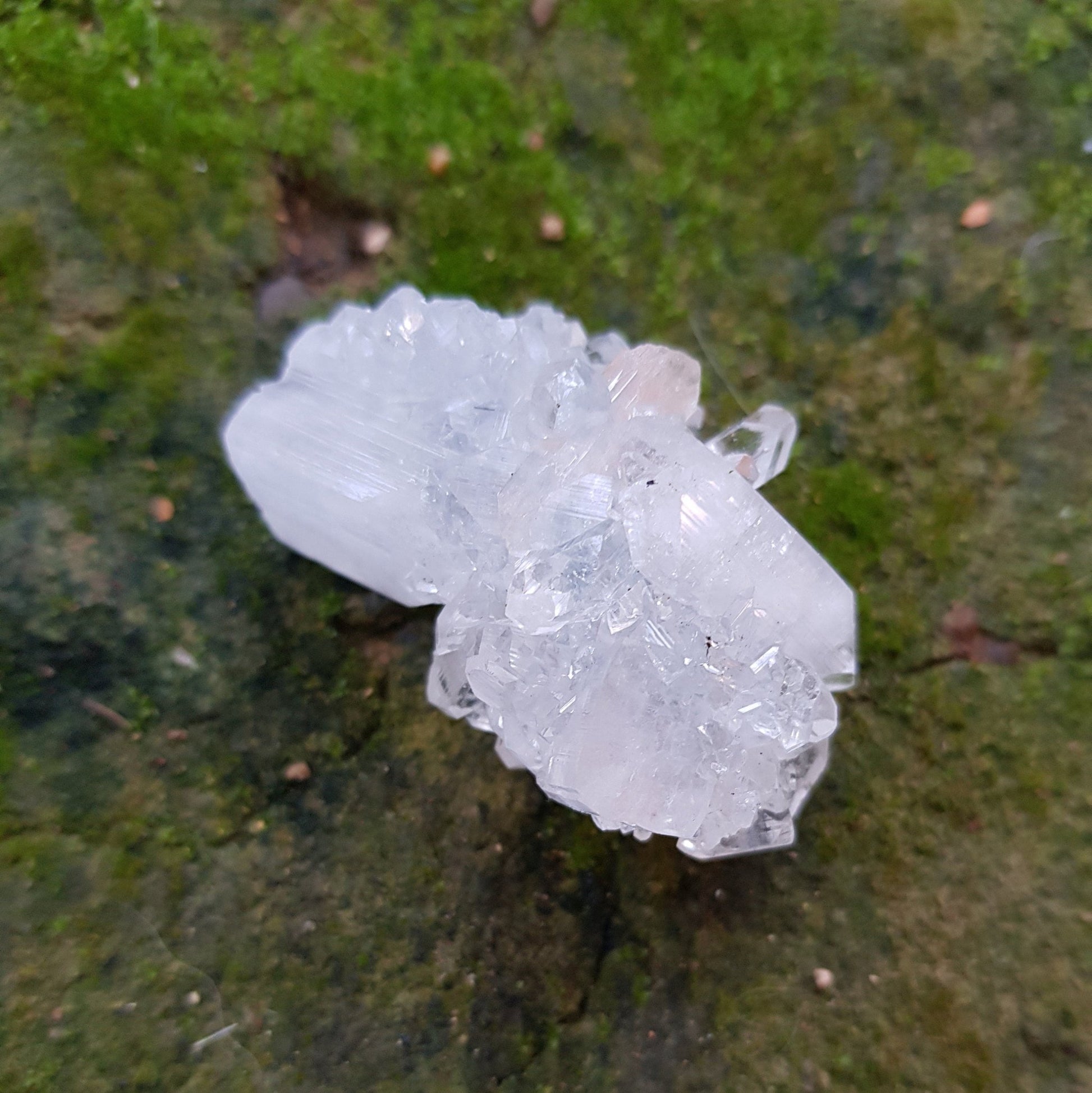 Small Natural Apophylite Crystal Cluster, Double Terminated Mineral, Healing Crystal, Mineral Specimen, Mineral Collection - LunarGem - 