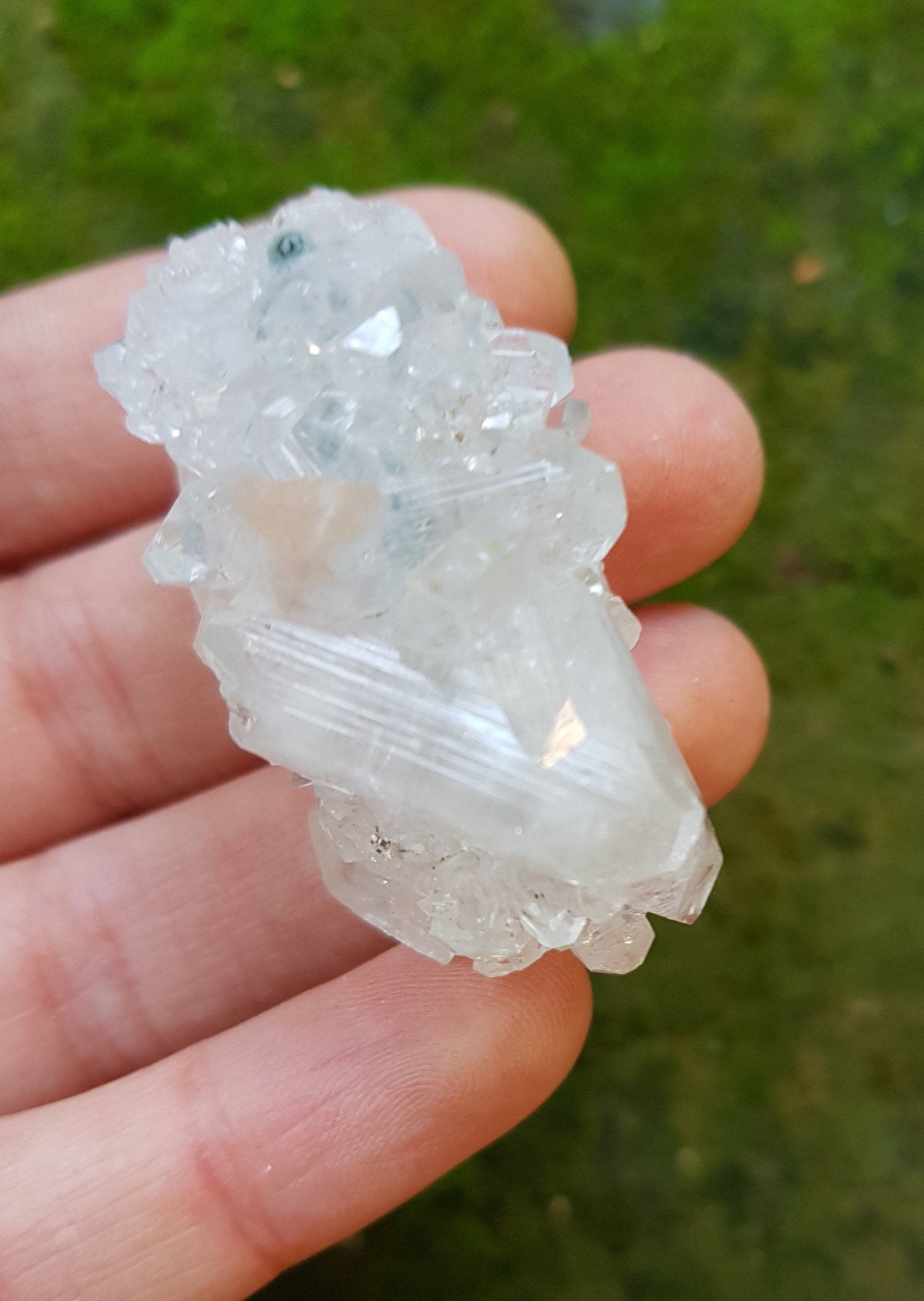 Small Natural Apophylite Crystal Cluster, Double Terminated Mineral, Healing Crystal, Mineral Specimen, Mineral Collection - LunarGem - 