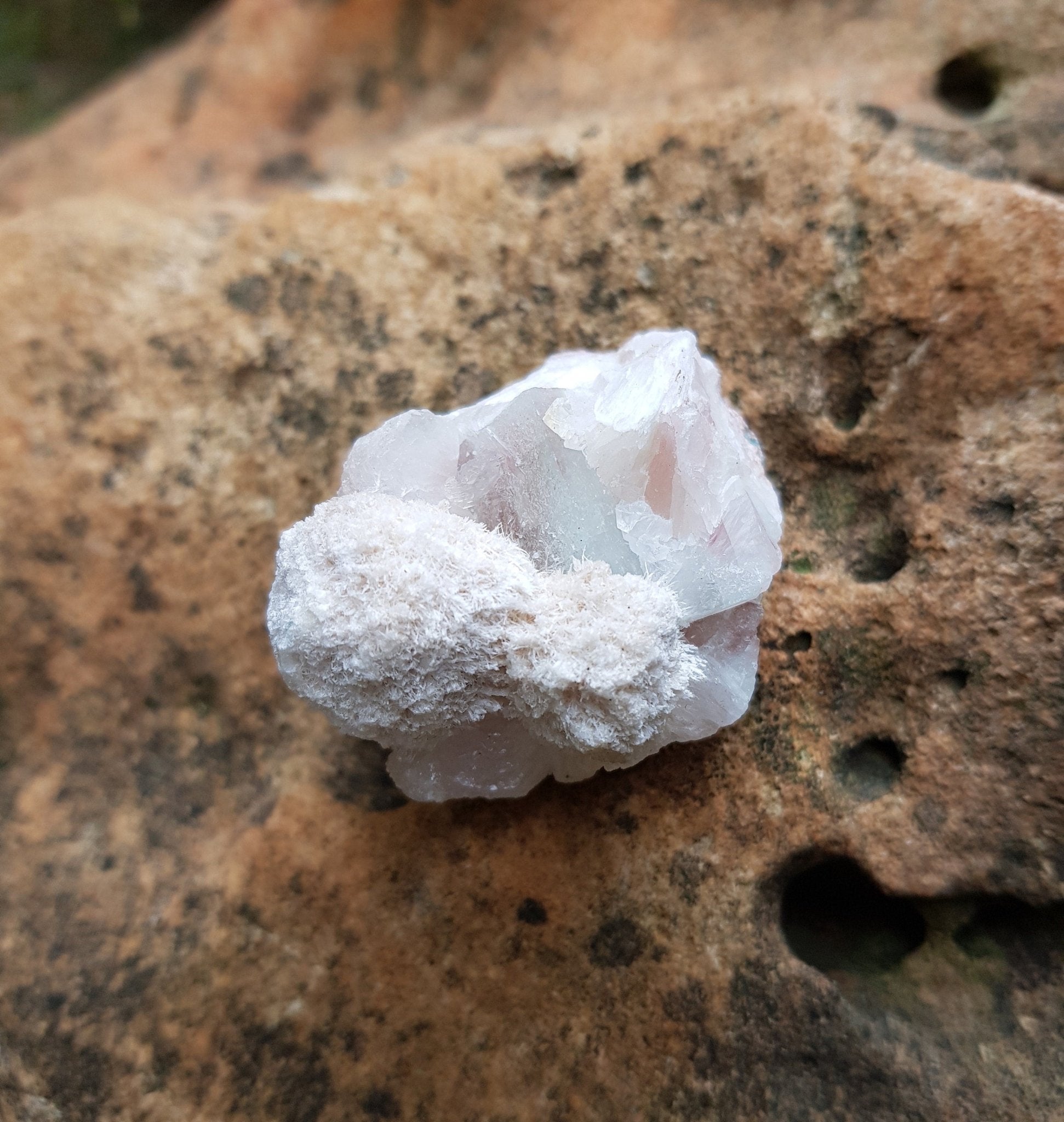 Small Natural Crystal Cluster, Apophyllite on Stilbite And Mordenite, Healing Crystal, Mineral Specimen, Mineral Collection - LunarGem - Rocks & Fossils