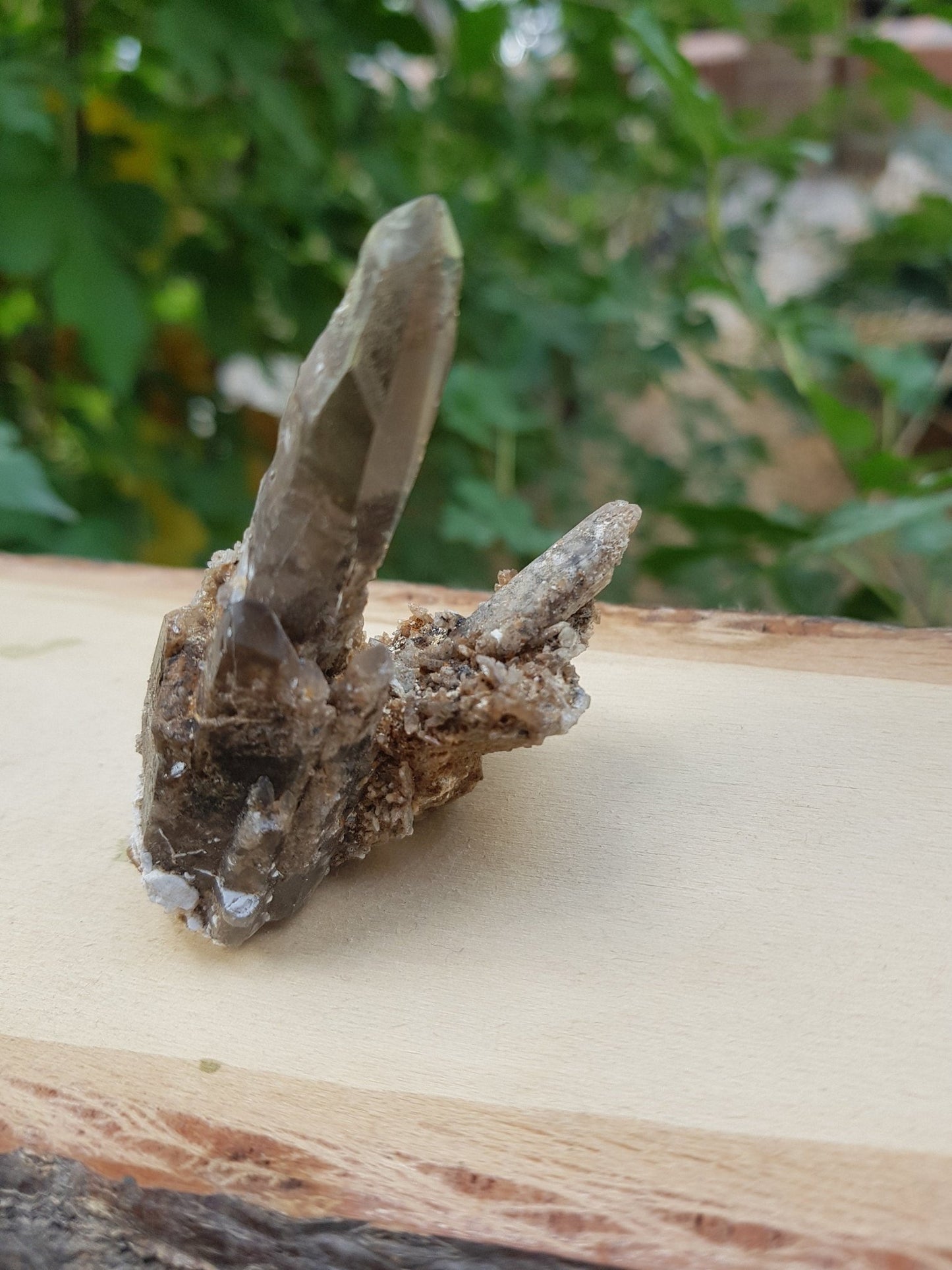 Smoky Quartz Points on Feldspar Crystal Specimen, Malawi (46g) - LunarGem - 