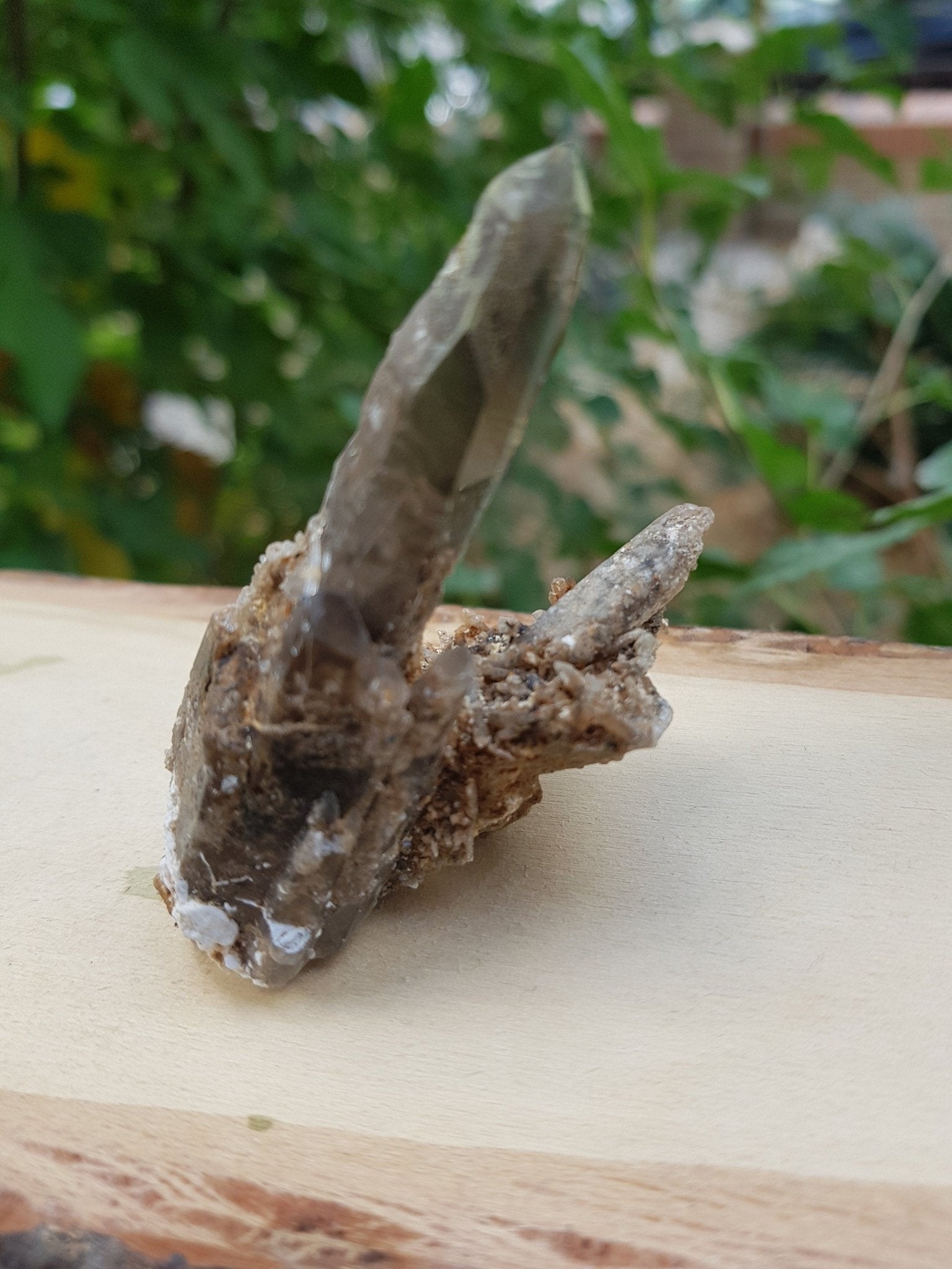 Smoky Quartz Points on Feldspar Crystal Specimen, Malawi (46g) - LunarGem - 