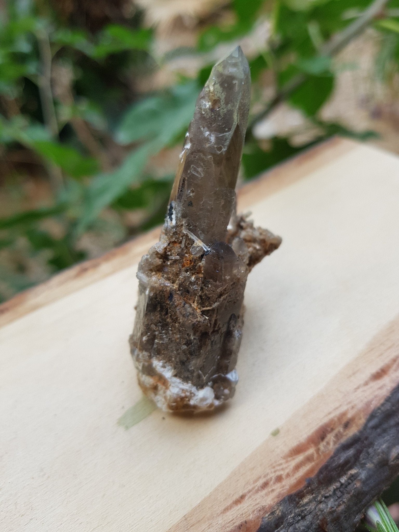 Smoky Quartz Points on Feldspar Crystal Specimen, Malawi (46g) - LunarGem - 