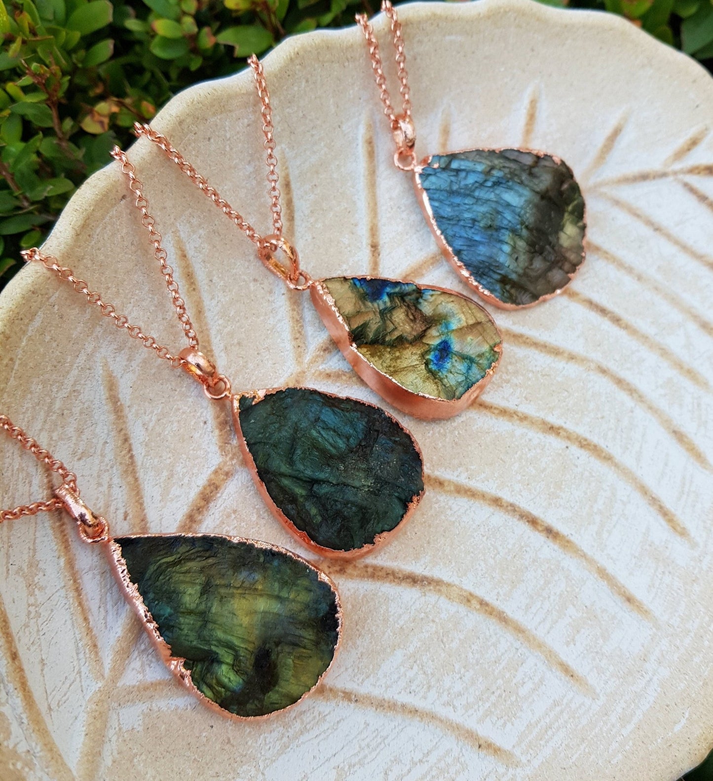 Spectrolite Labradorite Pendant, Electroformed Copper Necklace - LunarGem - 