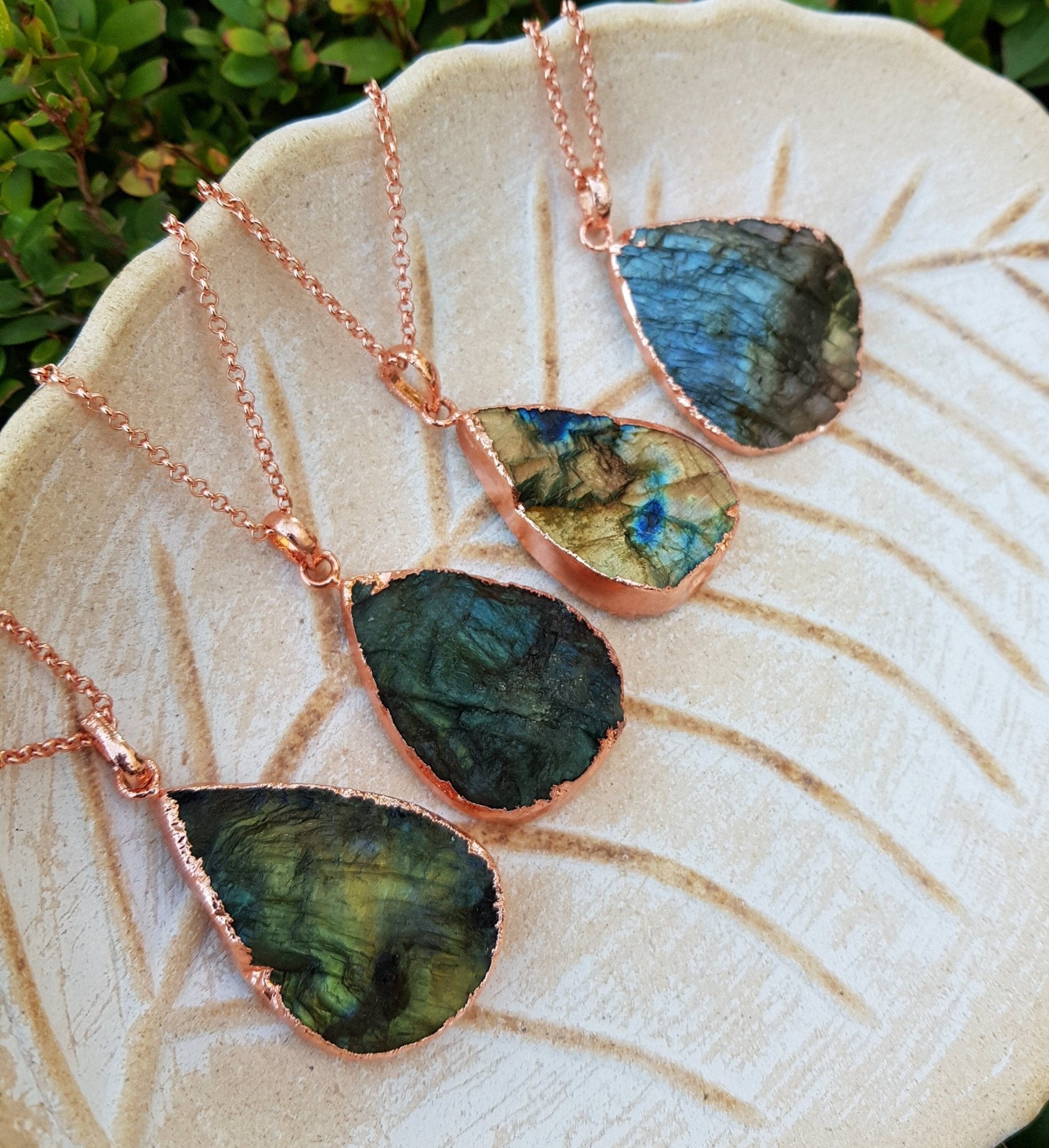 Spectrolite Labradorite Pendant, Electroformed Copper Necklace - LunarGem - 