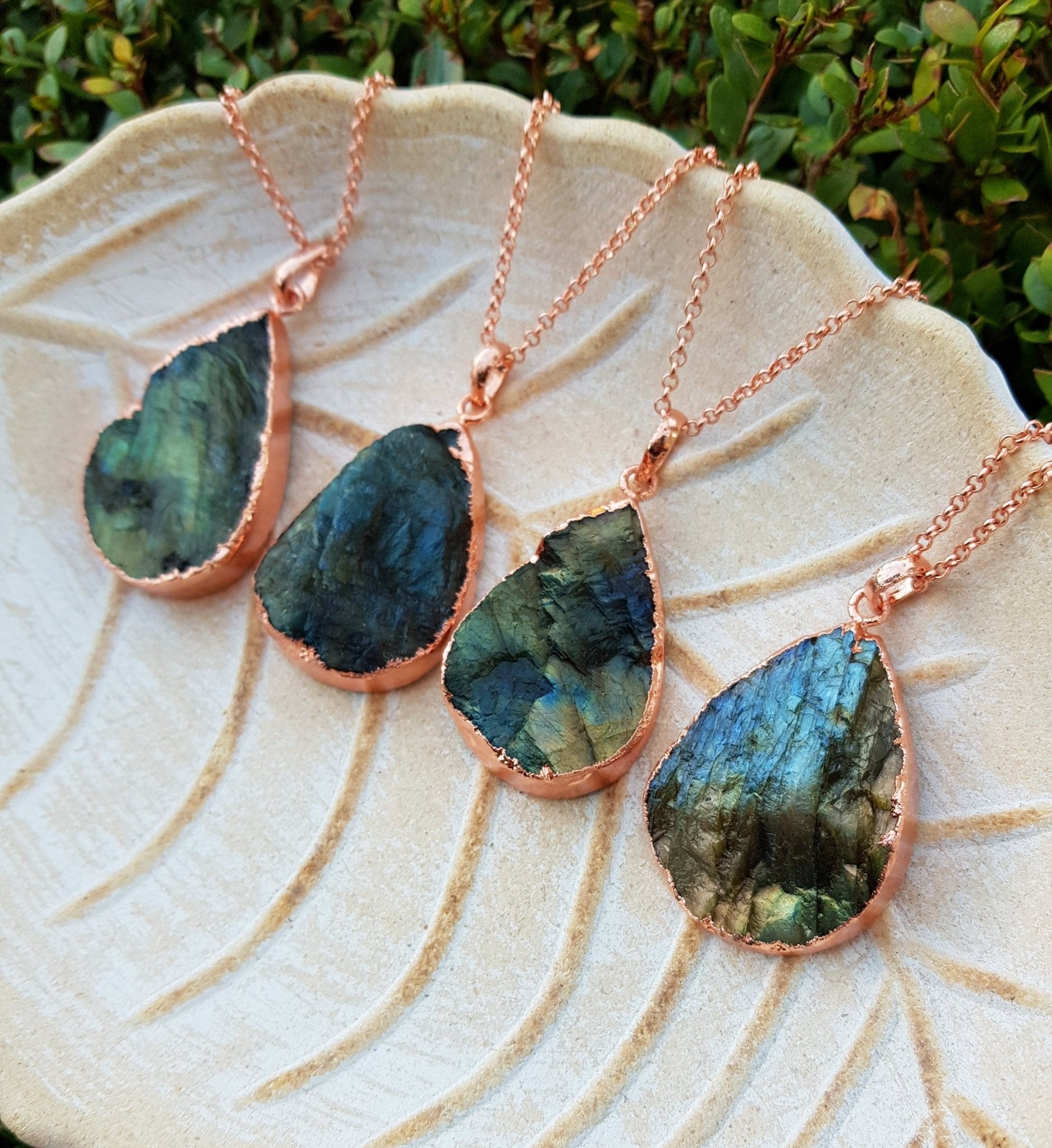 Spectrolite Labradorite Pendant, Electroformed Copper Necklace - LunarGem - 