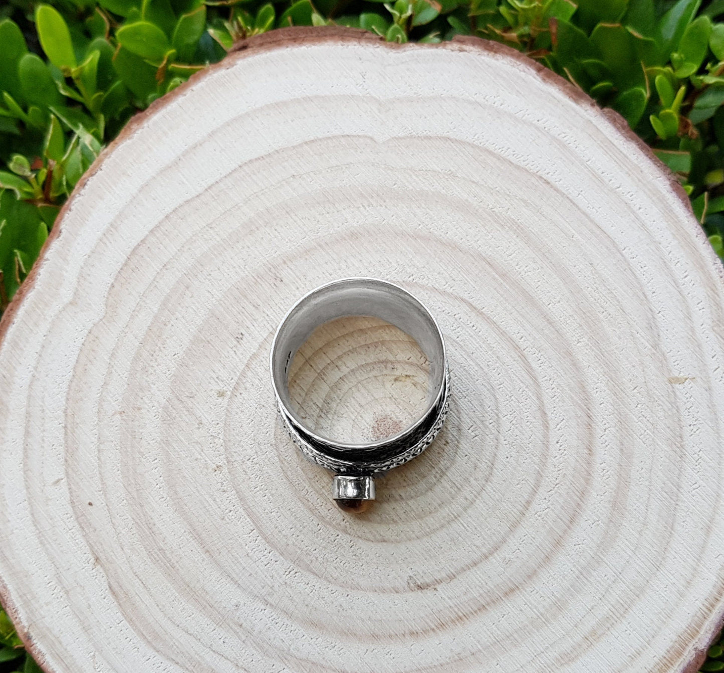 Tiger's Eye Sterling Silver Spinner Ring - US Size 8.75 - LunarGem - Rings