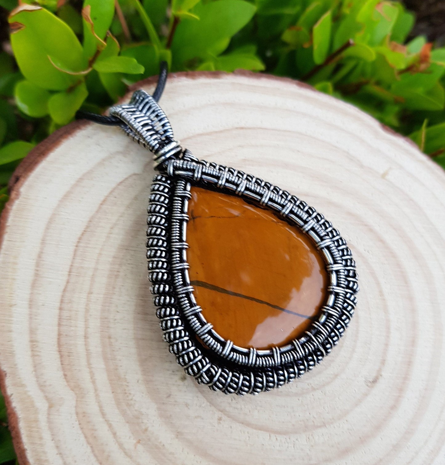 Tiger's Eye Wire Wrapped Pendant In Sterling Silver Statement Pendant Boho Necklace One Of A Kind Gift GypsyJewelry - LunarGem - Necklaces