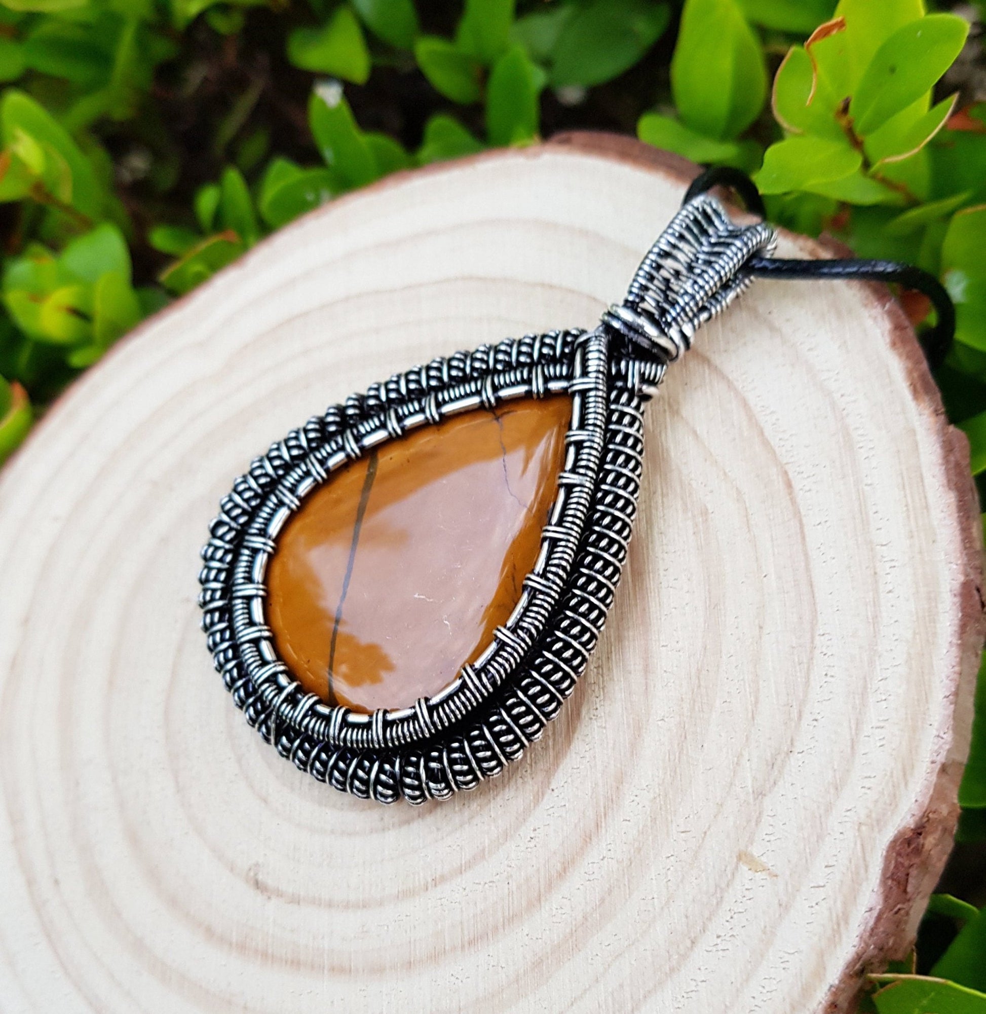 Tiger's Eye Wire Wrapped Pendant In Sterling Silver Statement Pendant Boho Necklace One Of A Kind Gift GypsyJewelry - LunarGem - Necklaces