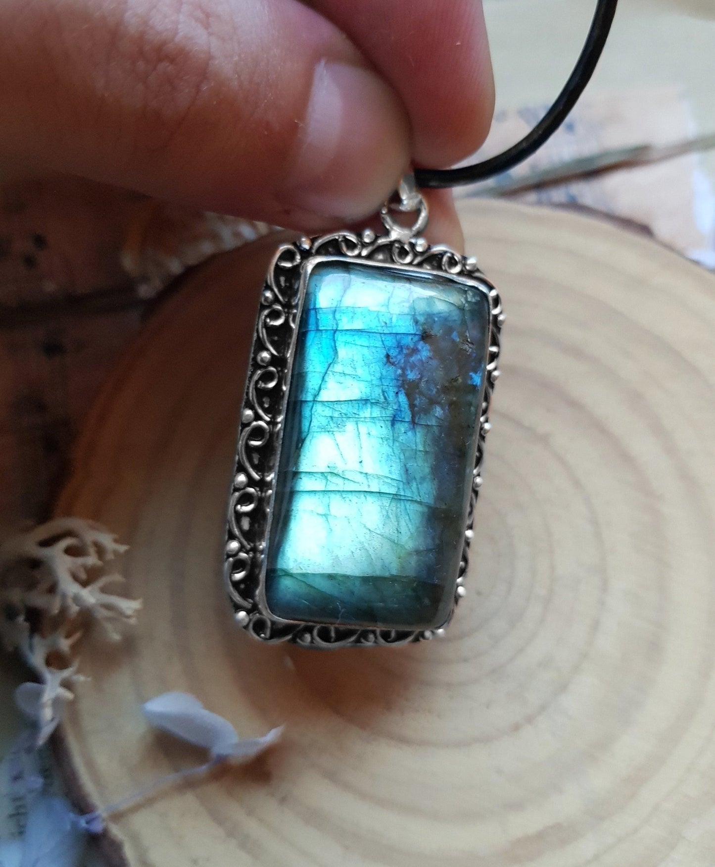 Top Quality Labradorite Pendant In Sterling Silver Statement Pendant Boho Jewellery GypsyJewelry Unique Gift - LunarGem - 