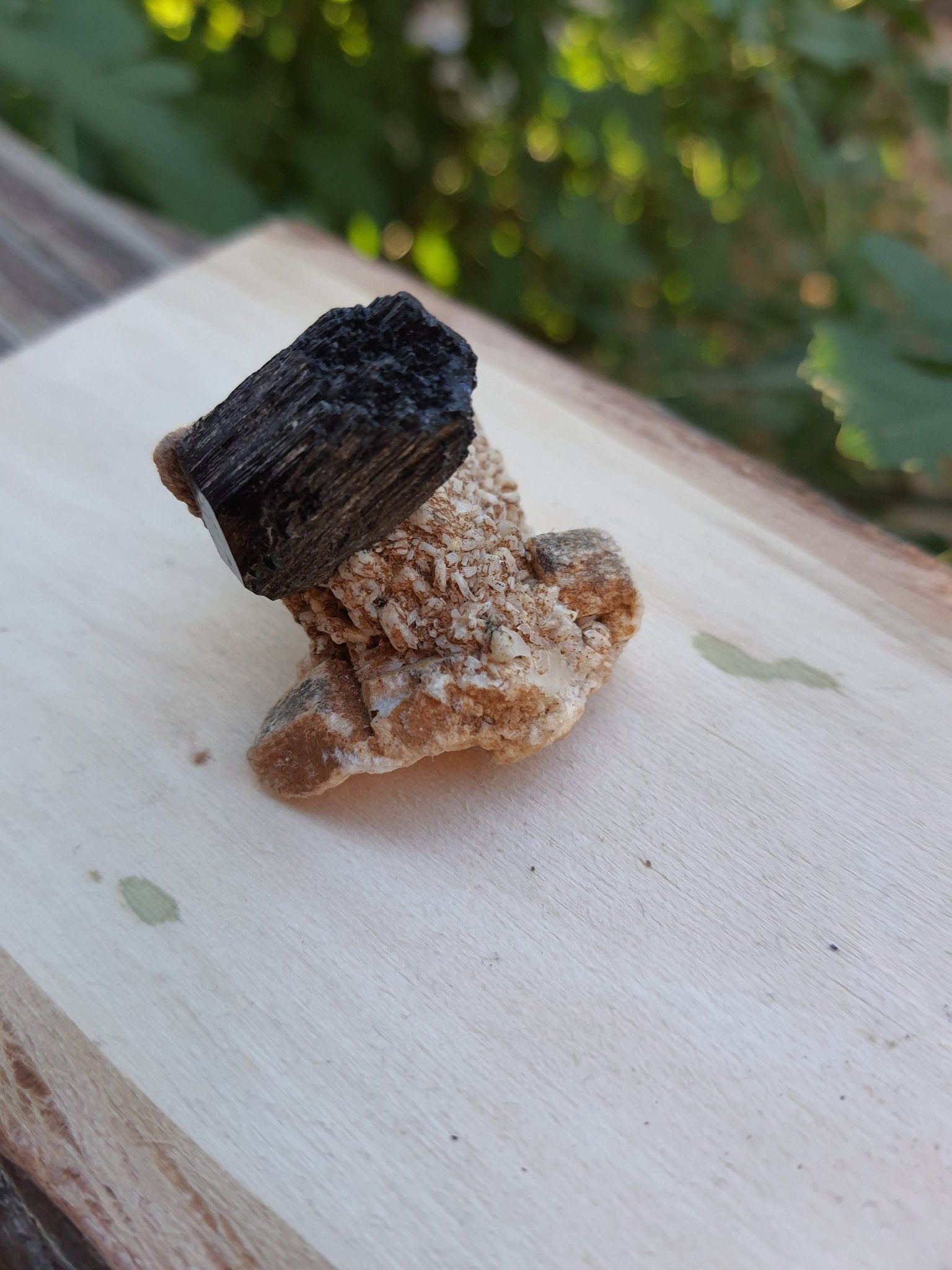 Tourmaline With Orthoclase Feldspar Natural Specimen, Raw Tourmaline crystal, 27g - LunarGem - 