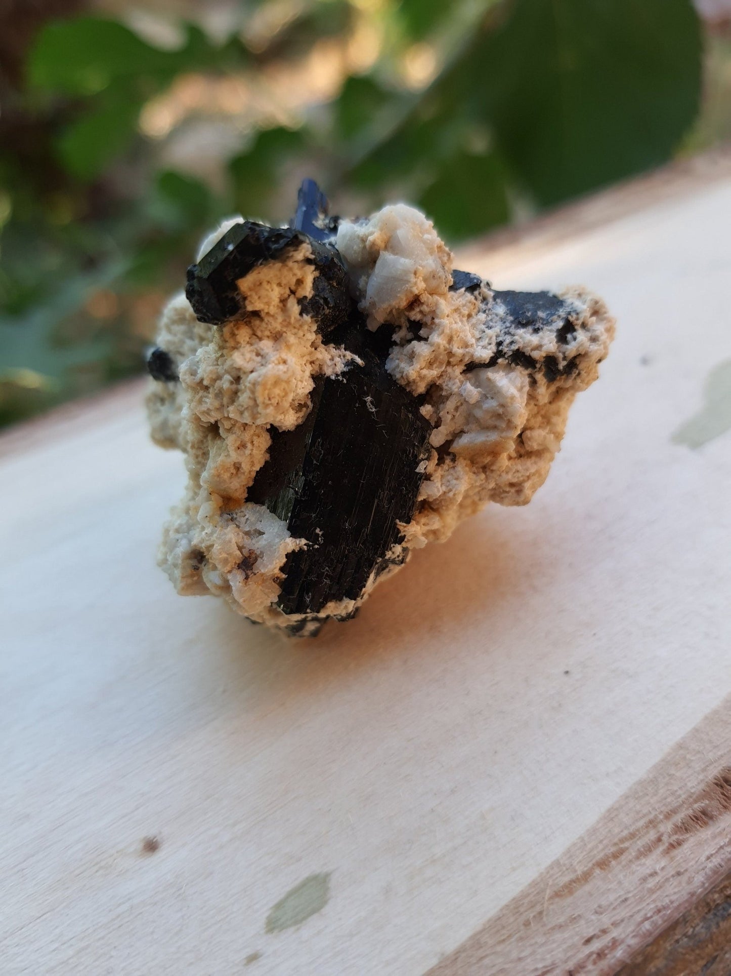 Tourmaline With Orthoclase Feldspar Natural Specimen, Raw Tourmaline crystal, 43g - LunarGem - 