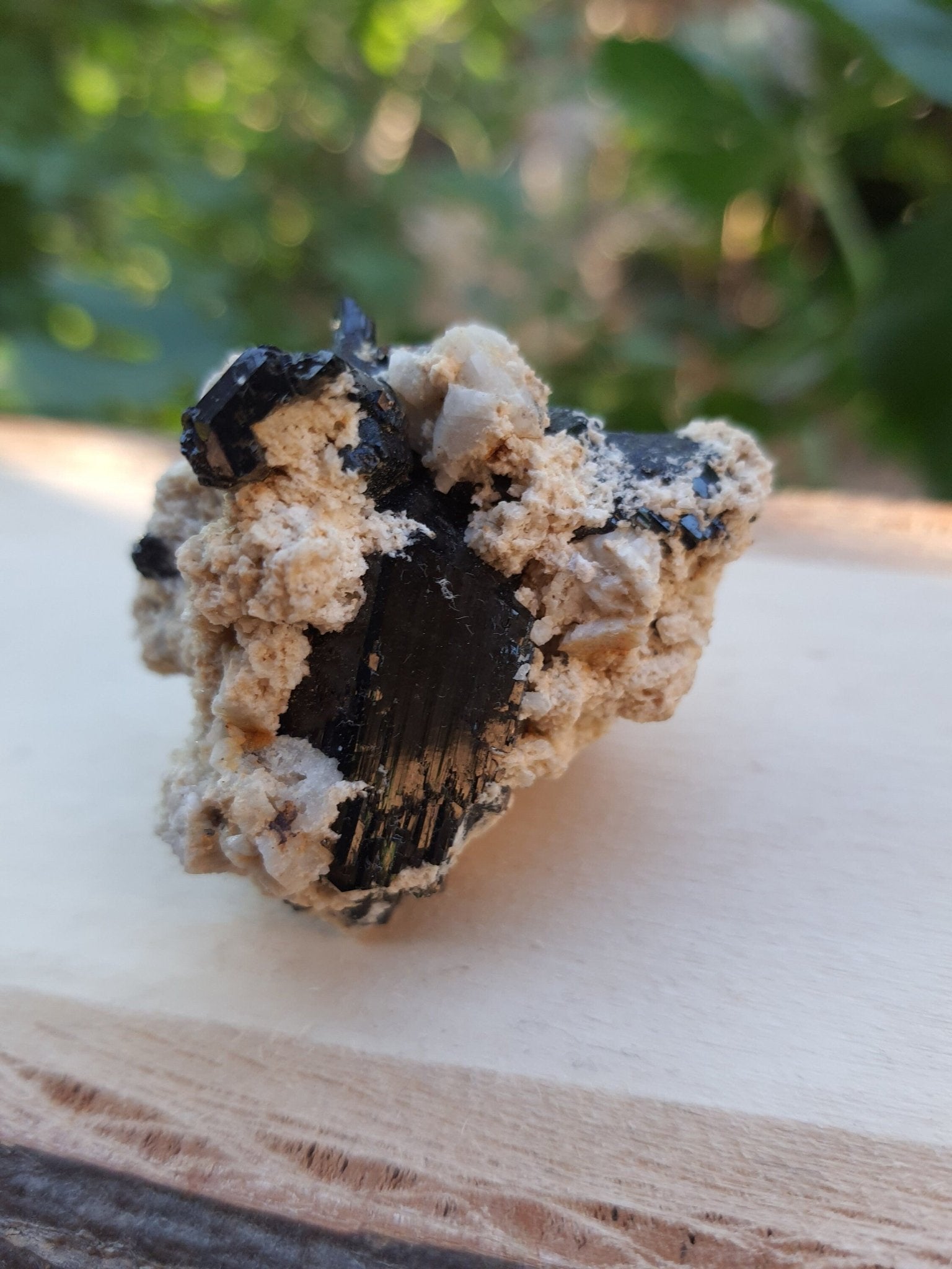 Tourmaline With Orthoclase Feldspar Natural Specimen, Raw Tourmaline crystal, 43g - LunarGem - 