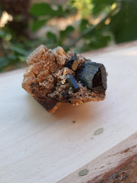 Tourmaline With Orthoclase Feldspar Natural Specimen, Raw Tourmaline crystal, 44g - LunarGem - 