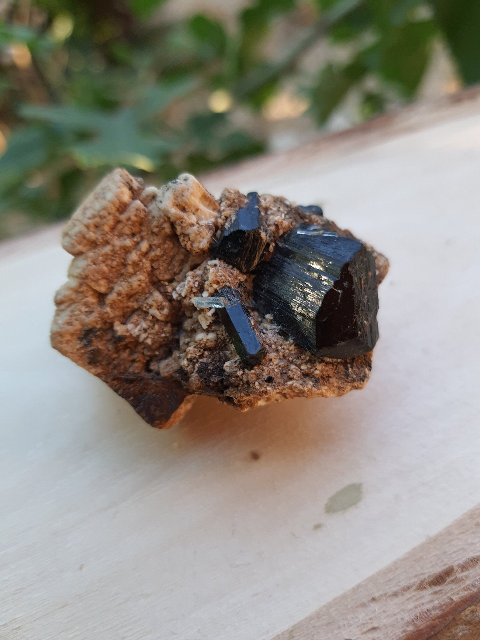 Tourmaline With Orthoclase Feldspar Natural Specimen, Raw Tourmaline crystal, 44g - LunarGem - 